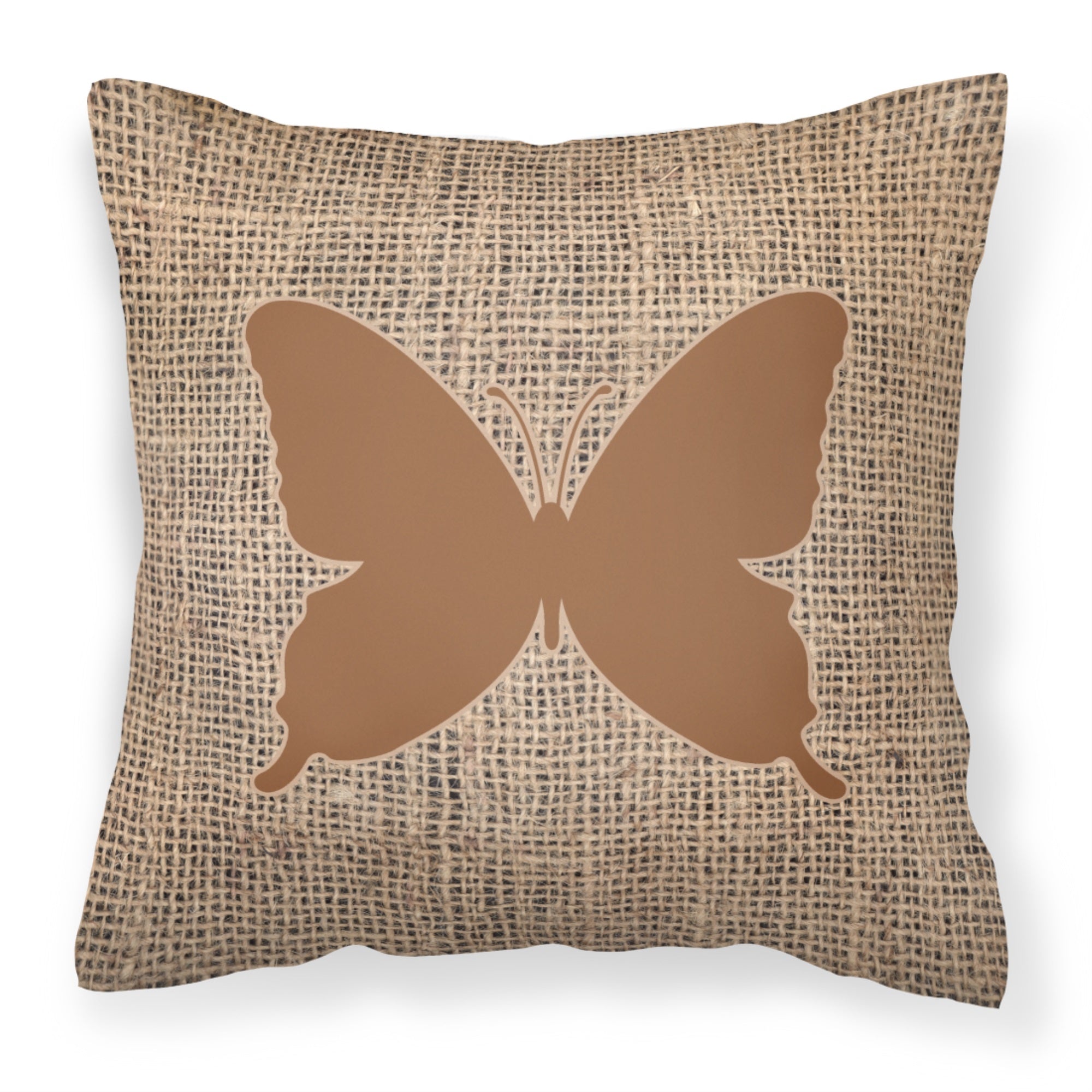 Butterfly Burlap And Brown Bb1046 Fabric Decorative Pillow