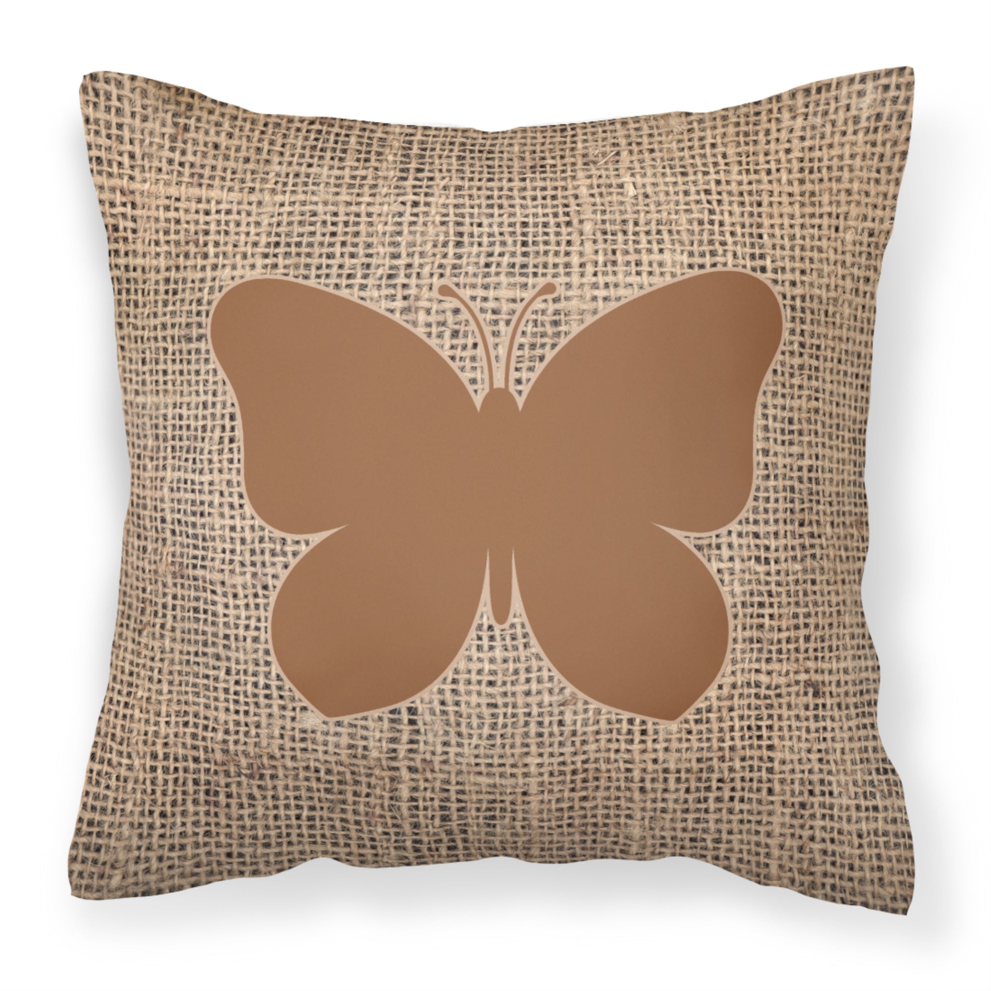 Butterfly Burlap And Brown Bb1047 Fabric Decorative Pillow