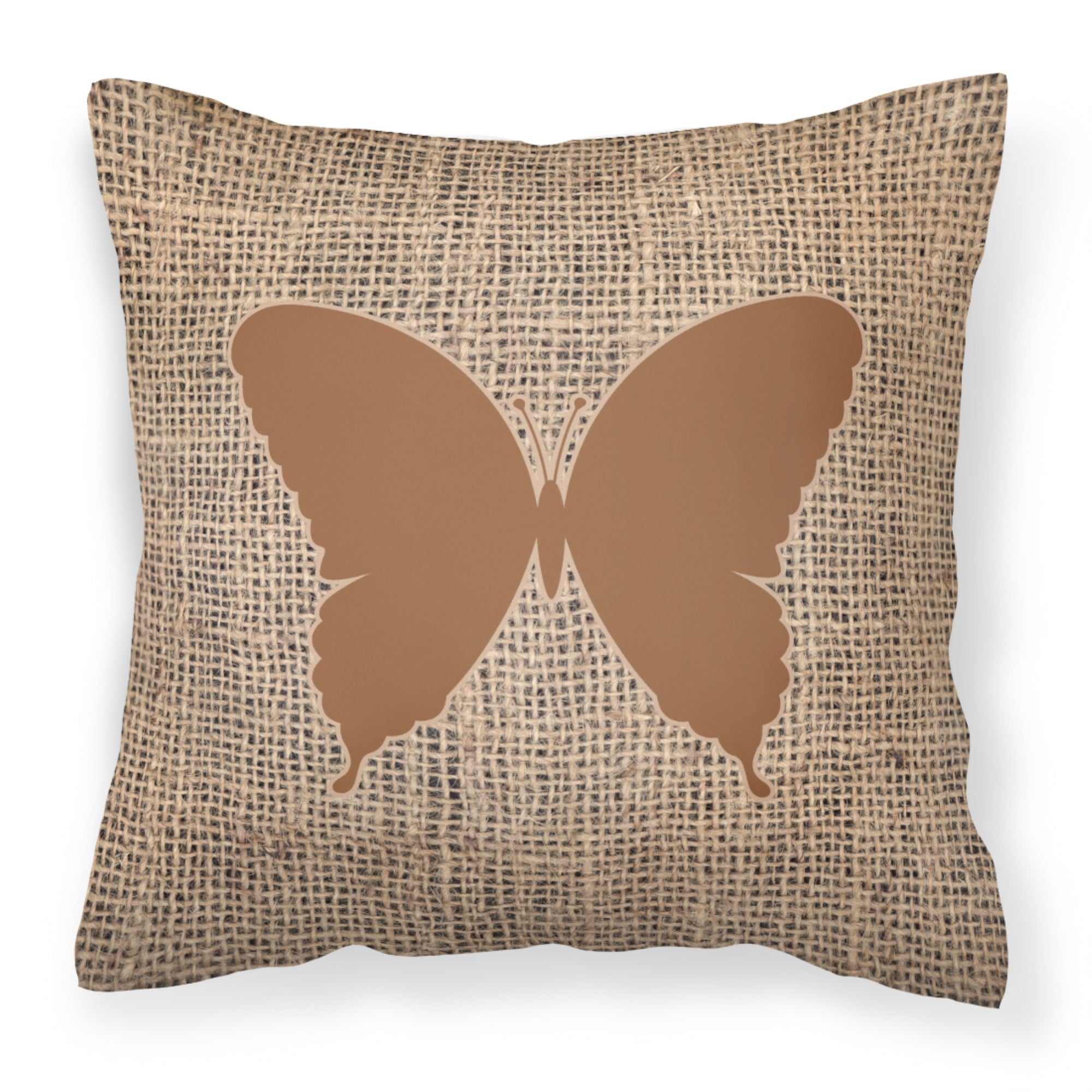 Butterfly Burlap And Brown Bb1048 Fabric Decorative Pillow