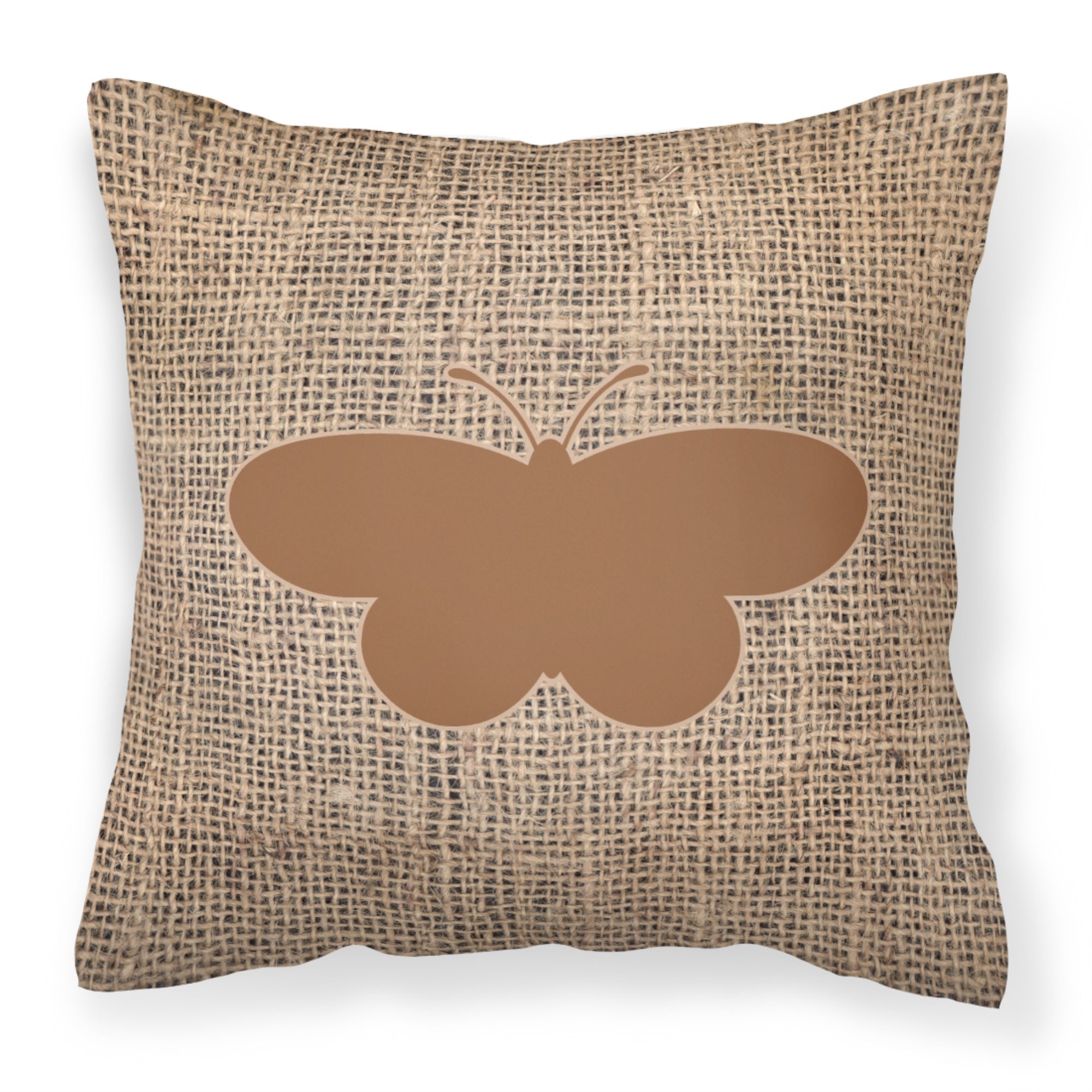 Butterfly Burlap And Brown Bb1051 Fabric Decorative Pillow