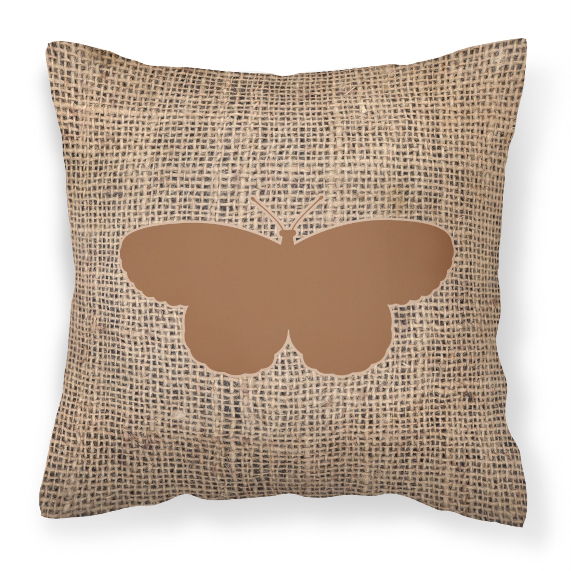 Butterfly Burlap And Brown Bb1052 Fabric Decorative Pillow