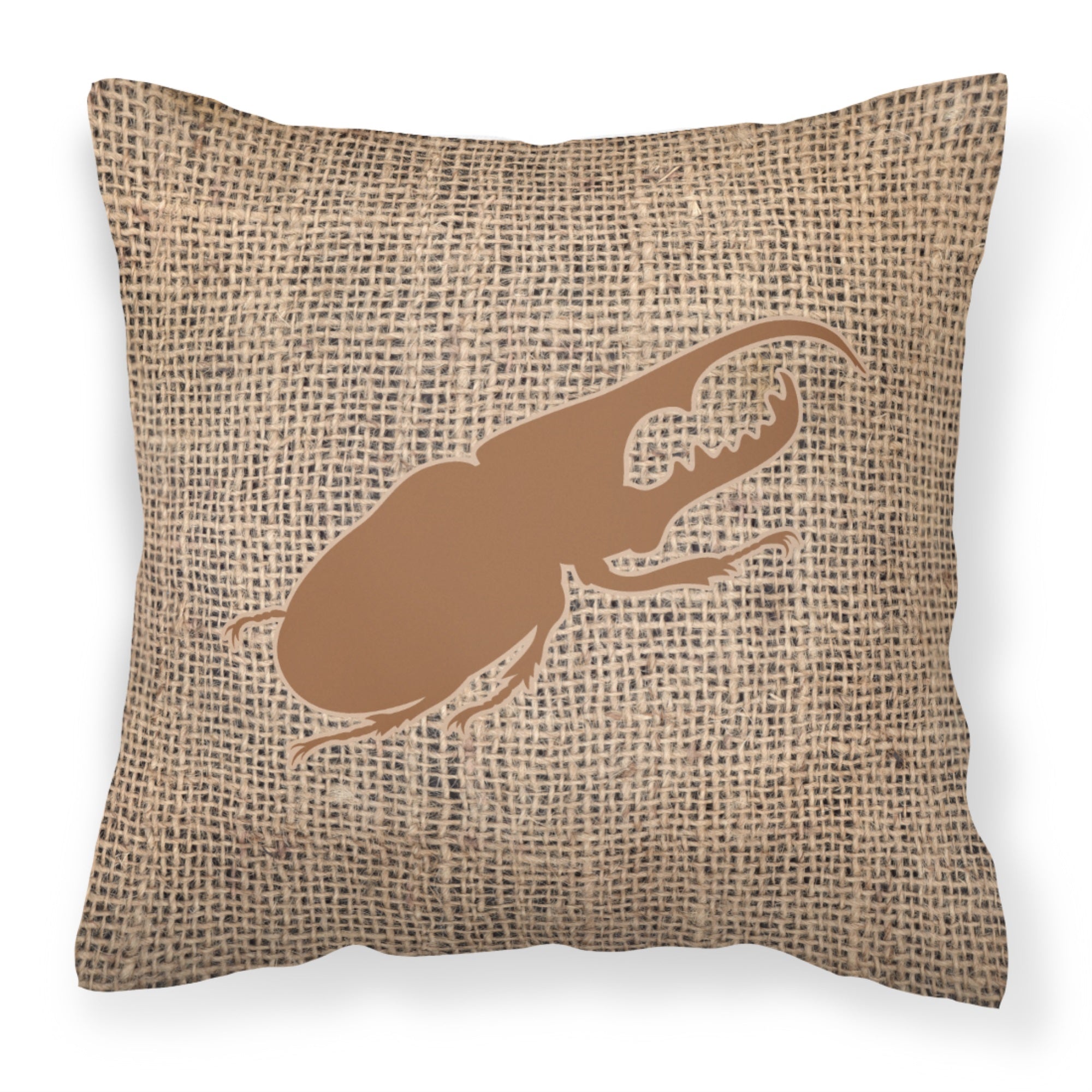 Beetle Burlap And Brown Bb1056 Fabric Decorative Pillow