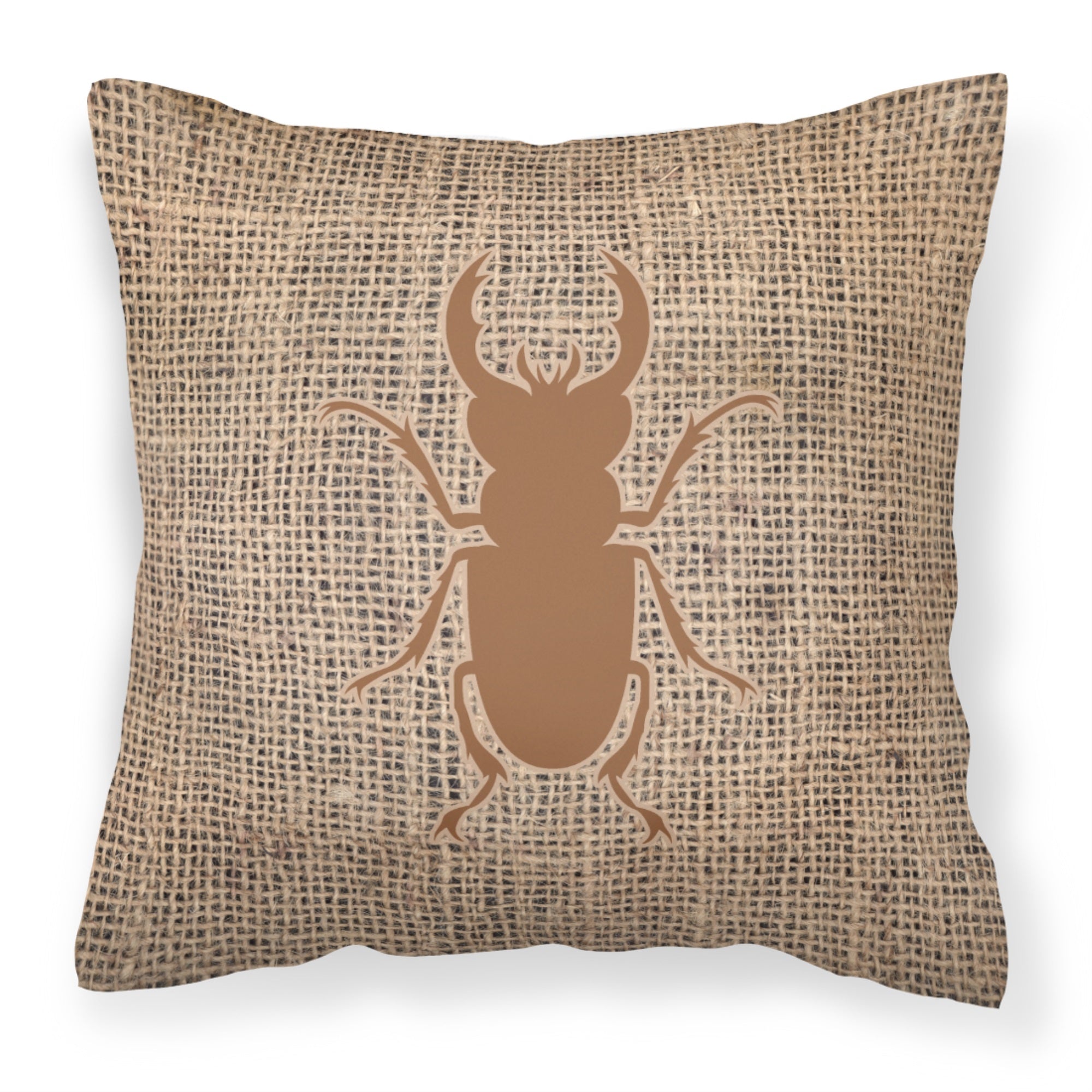 Beetle Burlap And Brown Bb1063 Fabric Decorative Pillow