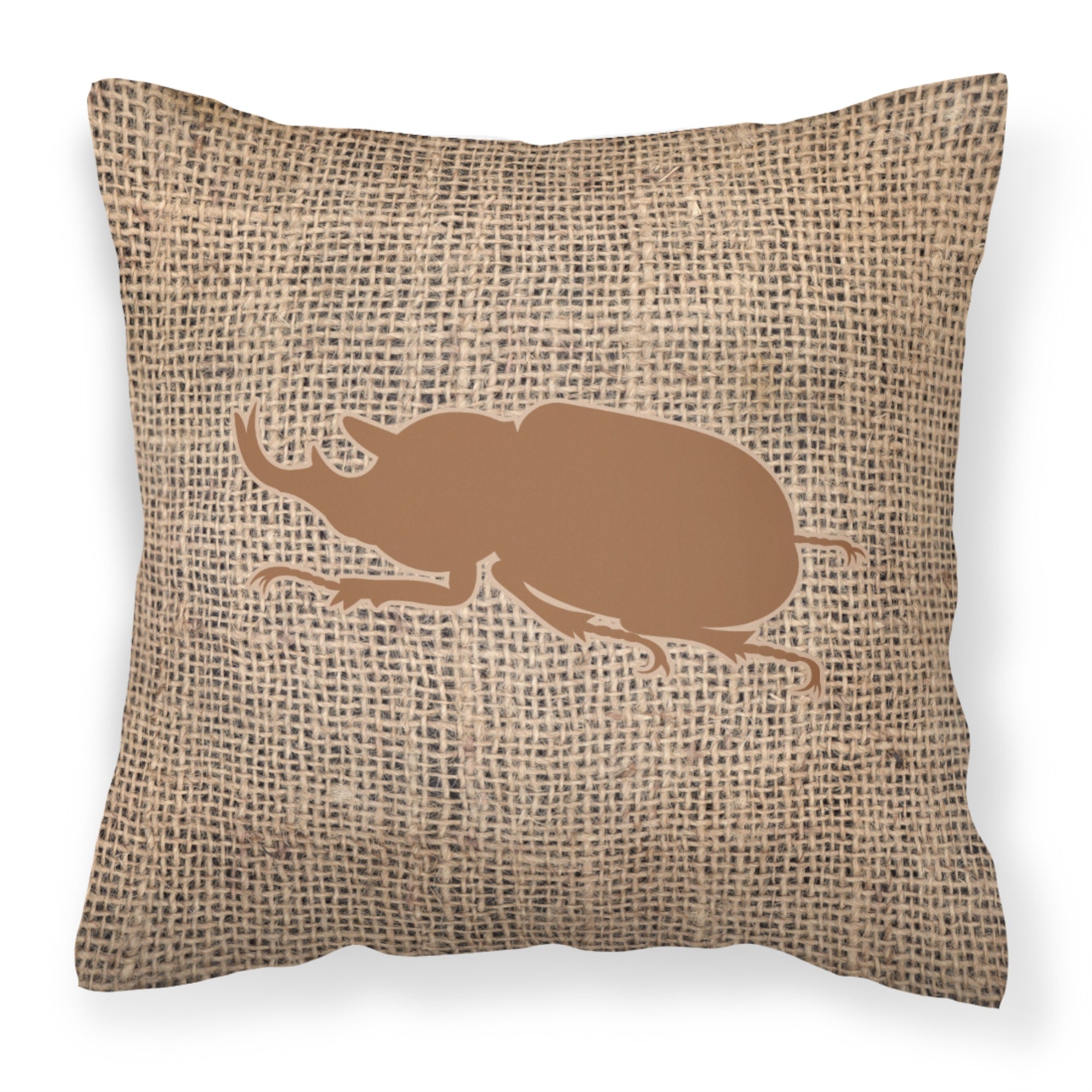 Beetle Burlap And Brown Bb1064 Fabric Decorative Pillow
