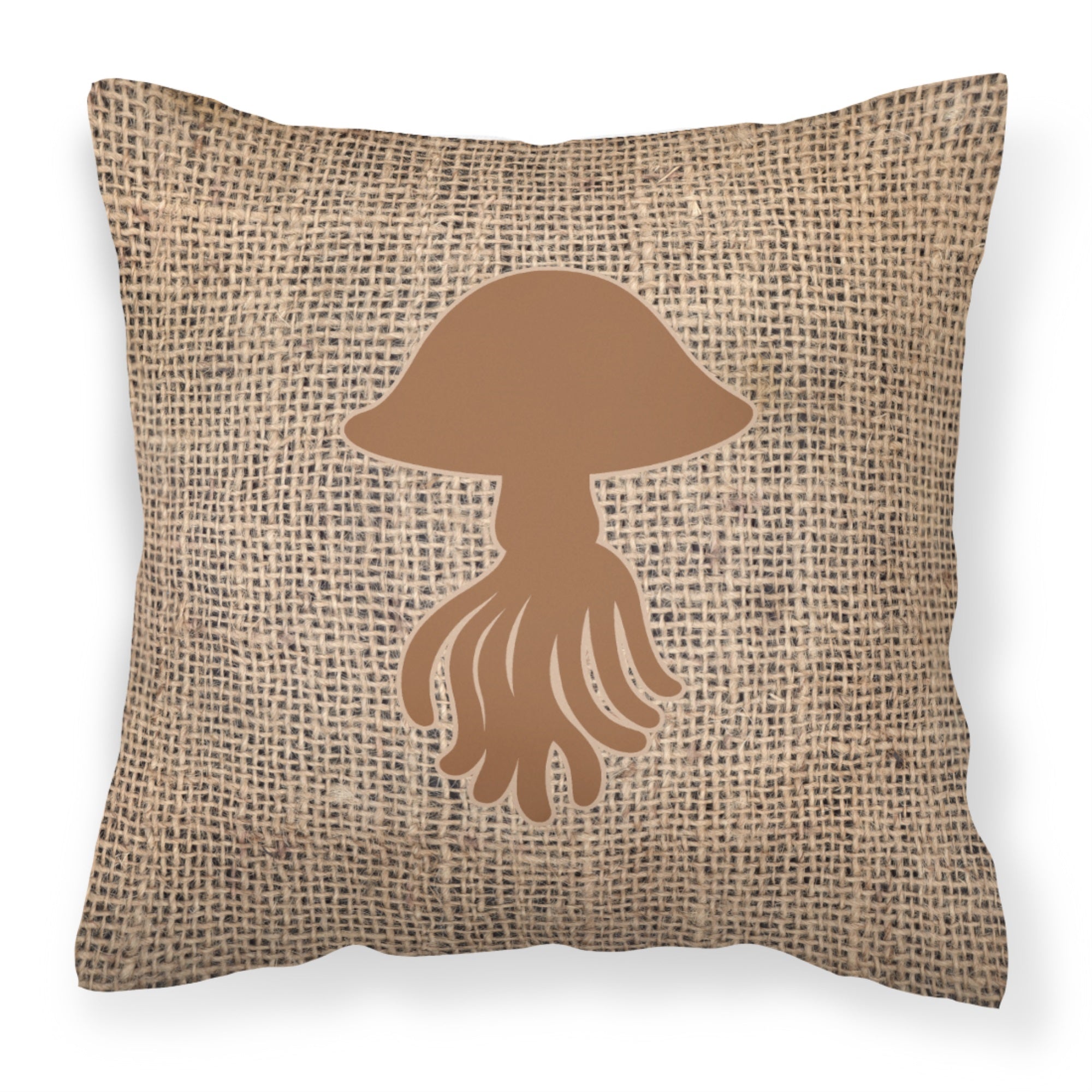 Jellyfish Burlap And Brown Bb1089 Fabric Decorative Pillow