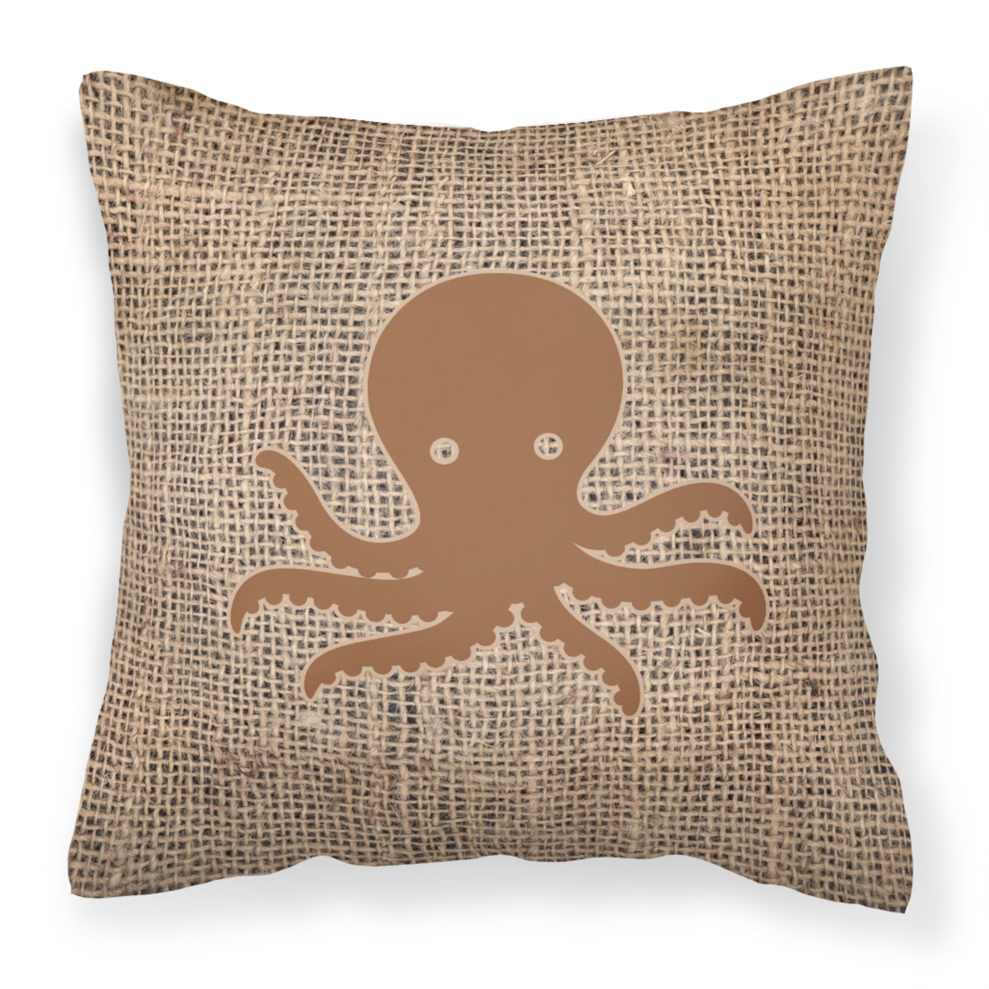 Octopus Burlap And Brown Bb1090 Fabric Decorative Pillow