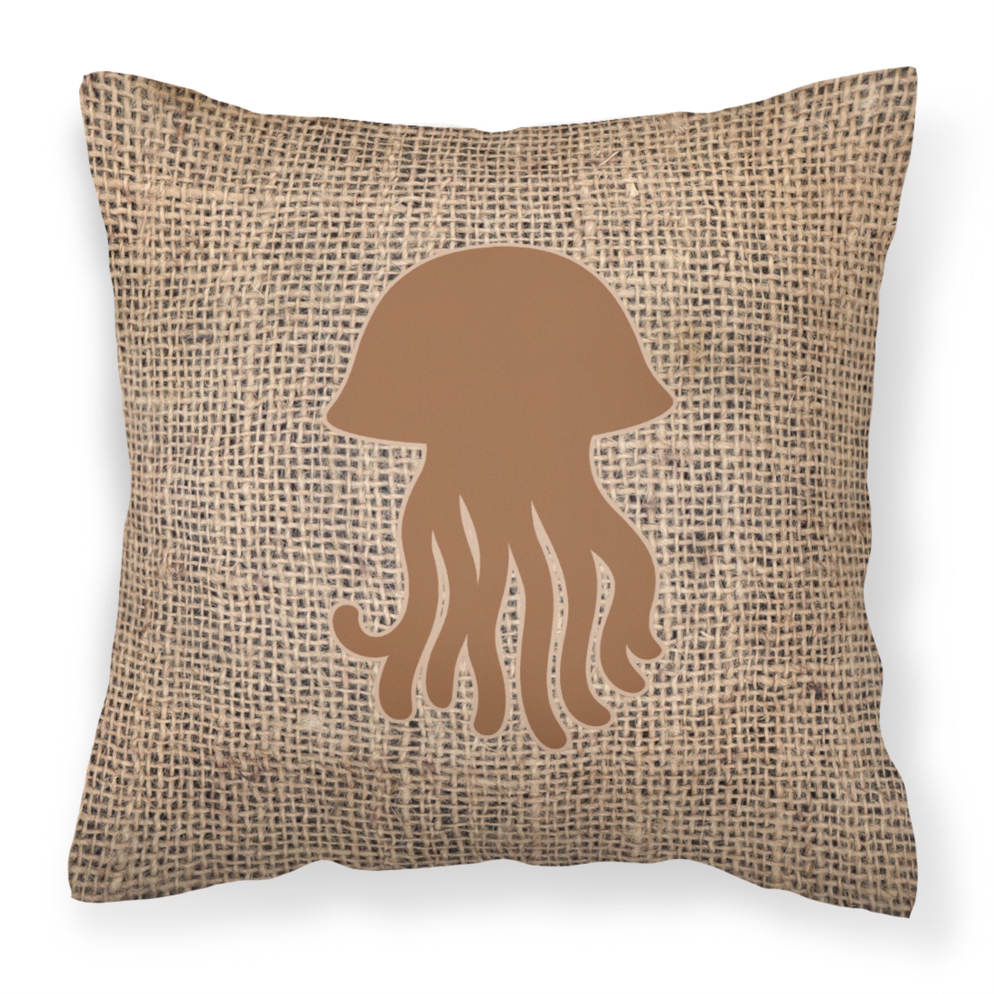 Jellyfish Burlap And Brown Bb1091 Fabric Decorative Pillow