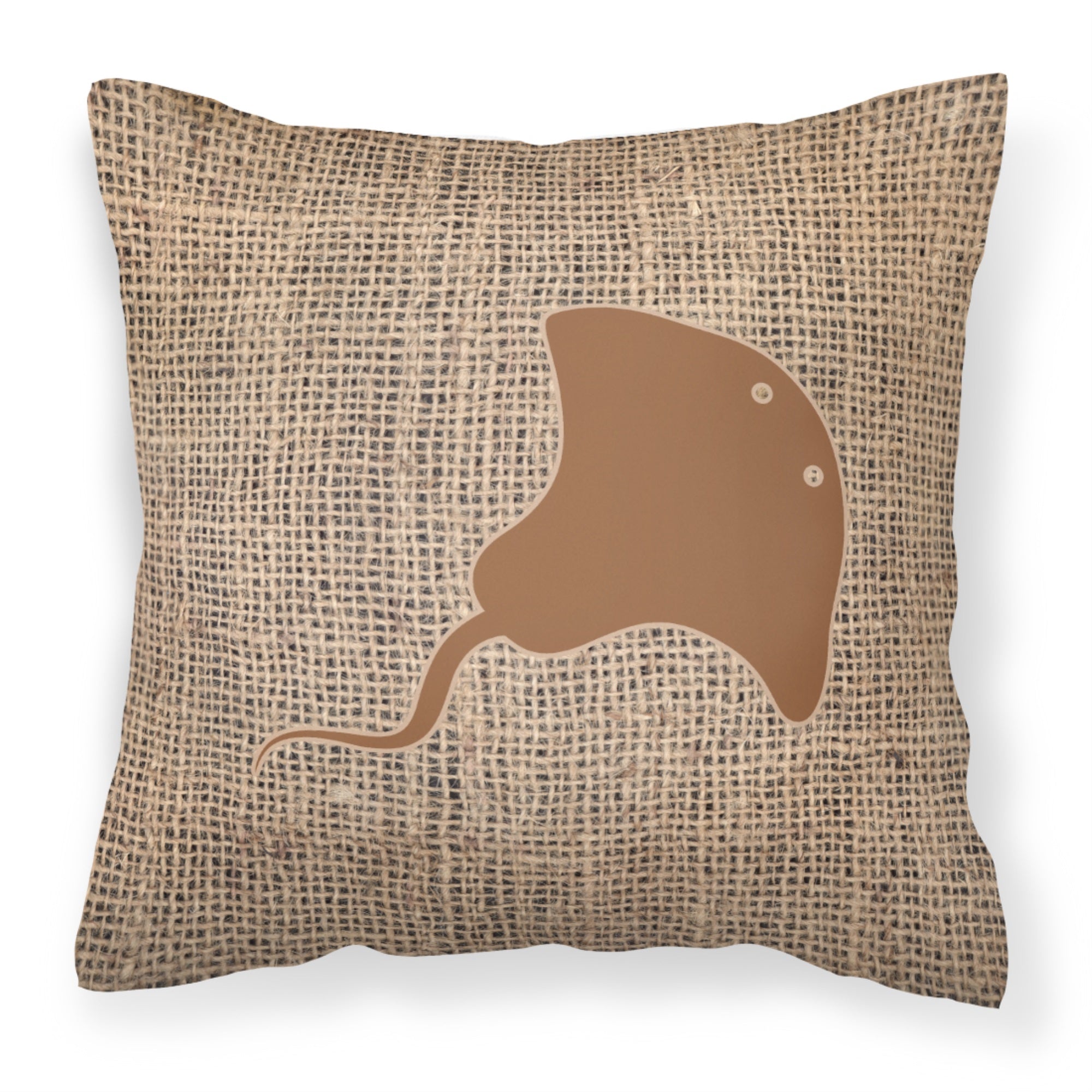 Stingray Burlap And Brown Bb1095 Fabric Decorative Pillow