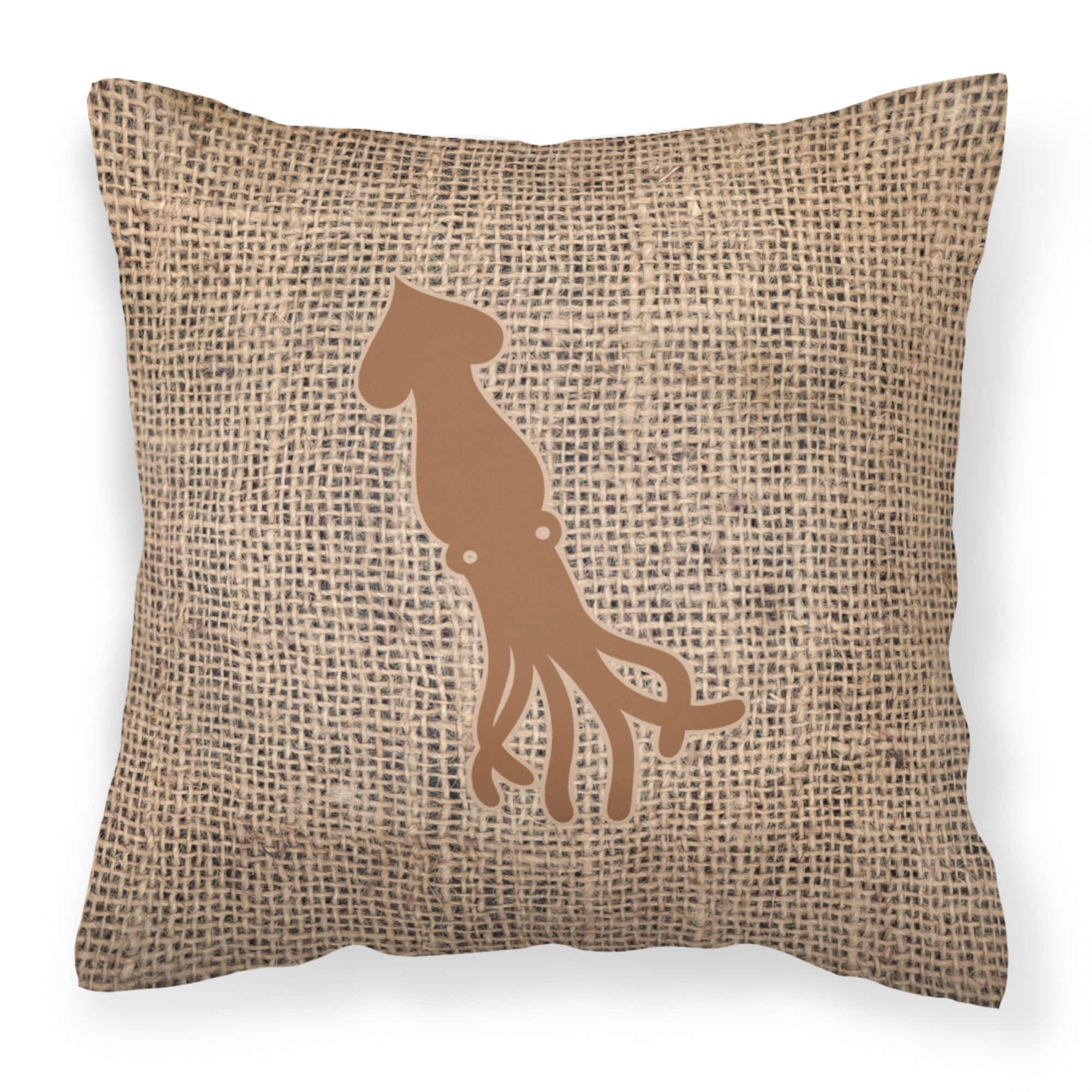 Squid Burlap And Brown Bb1096 Fabric Decorative Pillow