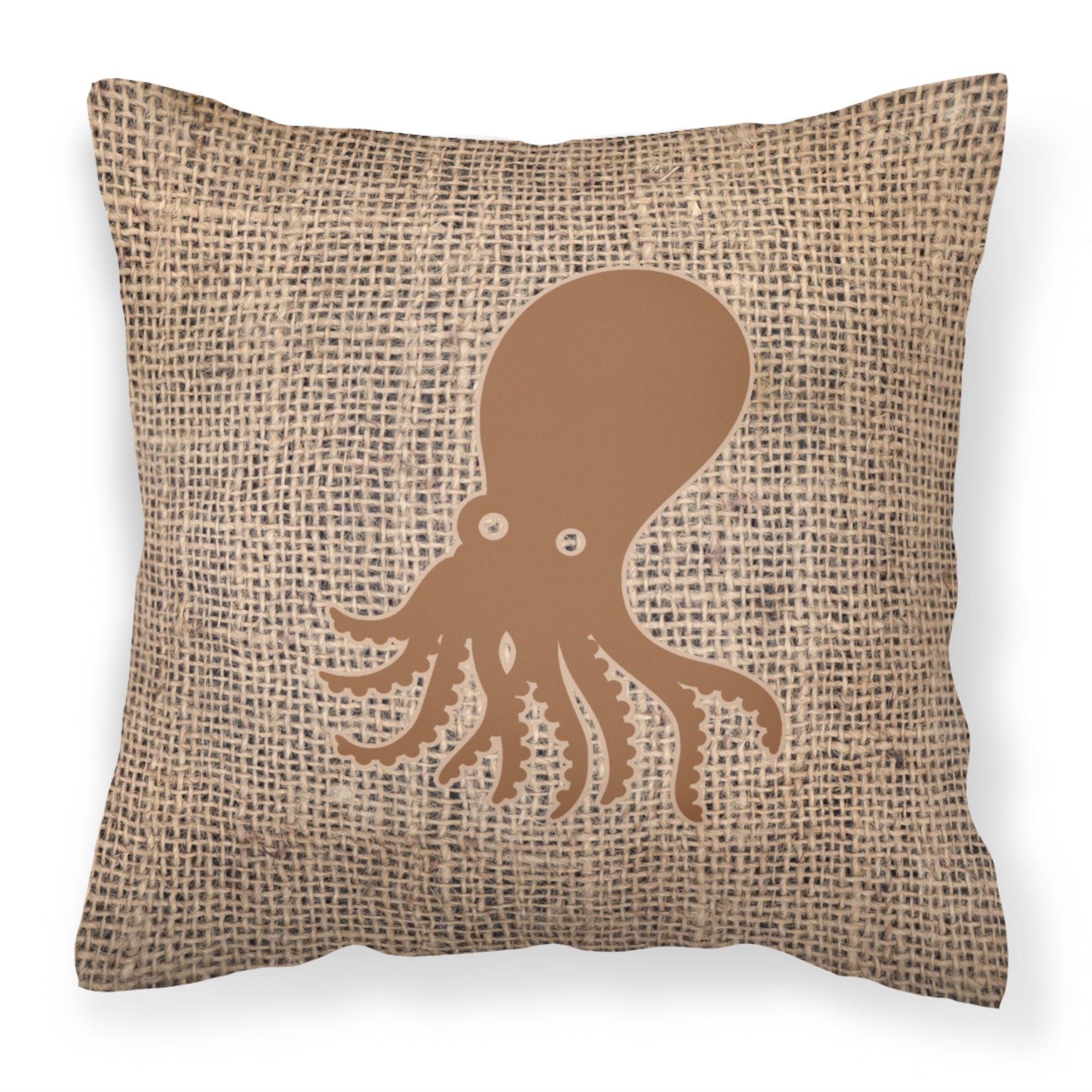 Octopus Burlap And Brown Bb1098 Fabric Decorative Pillow
