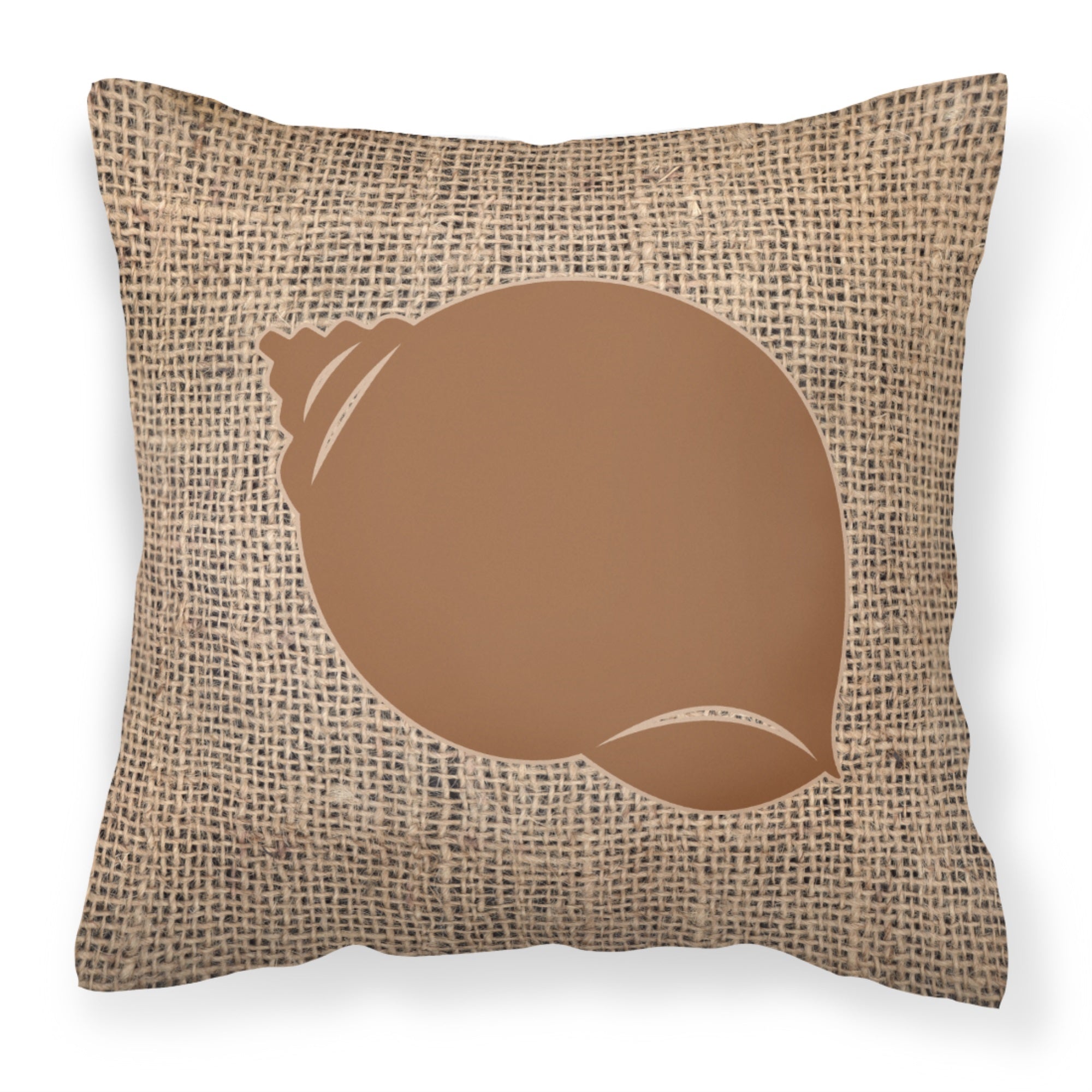 Shell Burlap And Brown Bb1099 Fabric Decorative Pillow