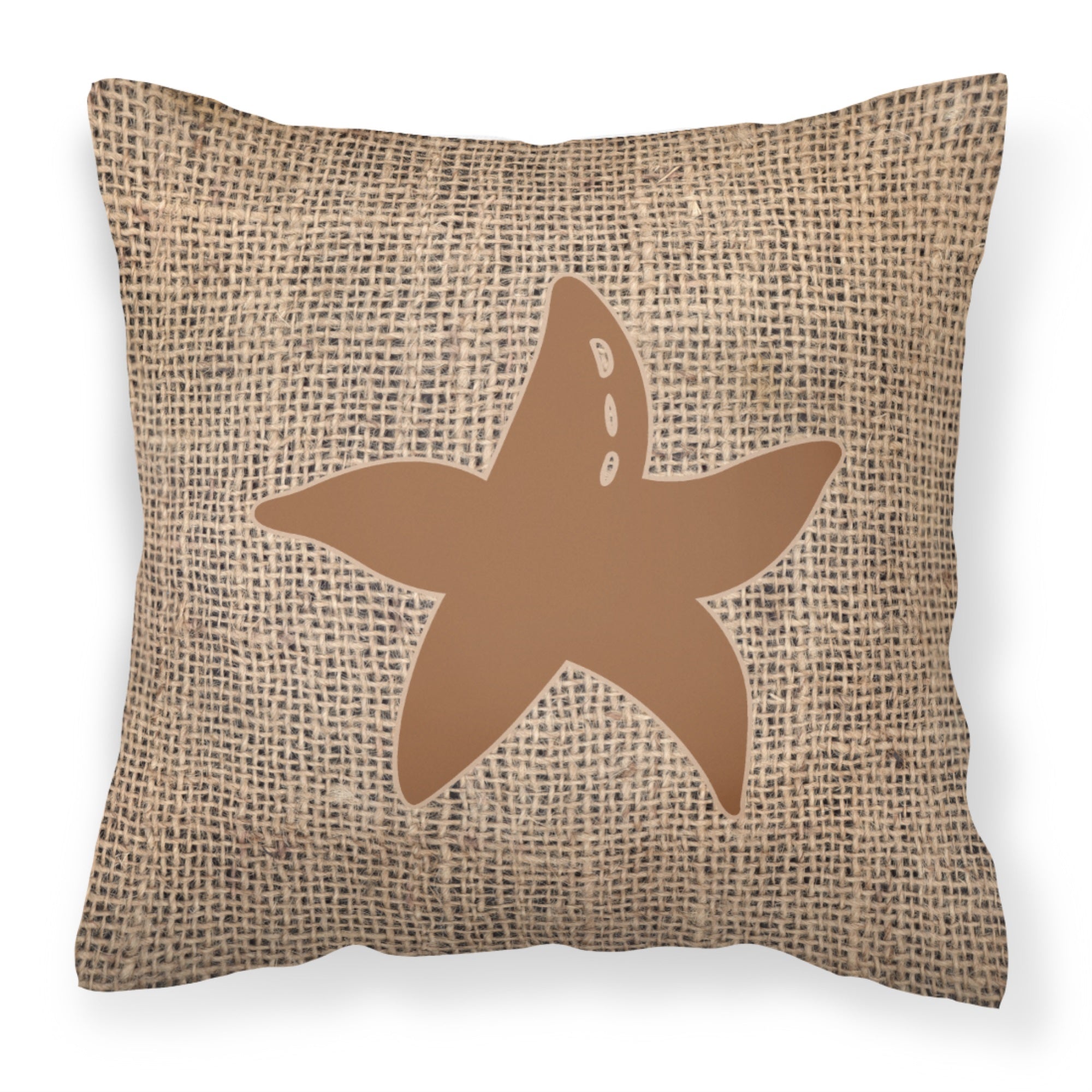 Starfish Burlap And Brown Bb1100 Fabric Decorative Pillow