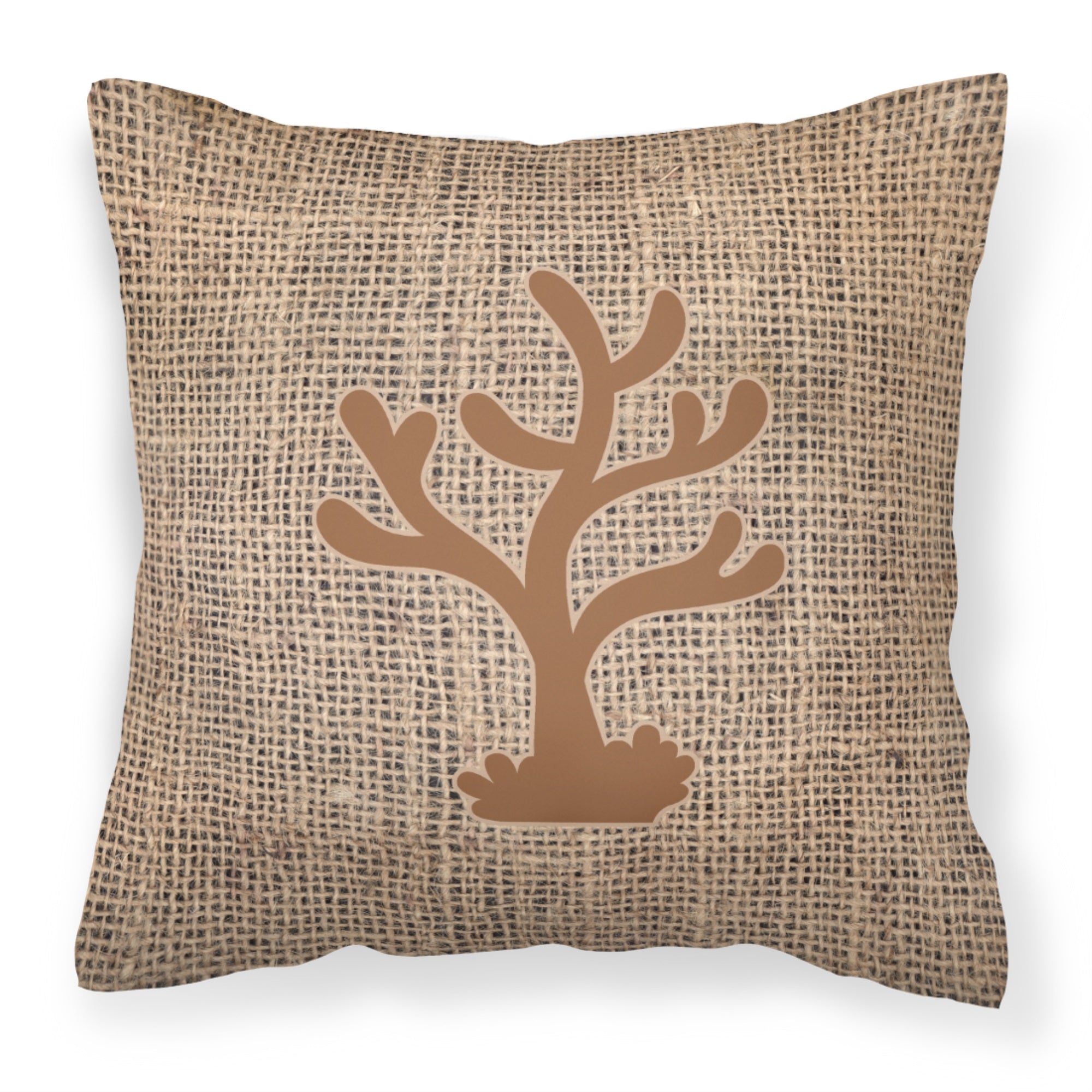 Coral Burlap And Brown Bb1101 Fabric Decorative Pillow