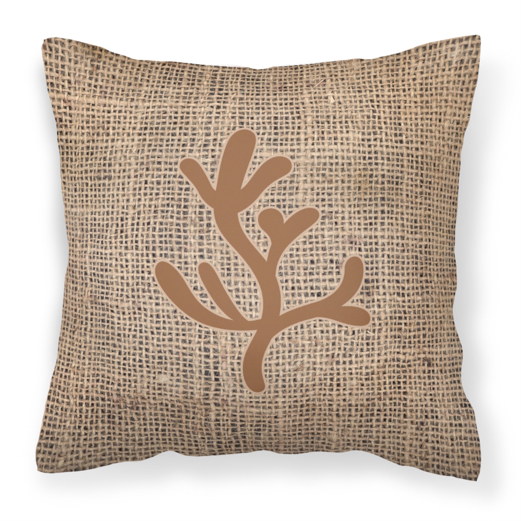Coral Burlap And Brown Bb1103 Fabric Decorative Pillow