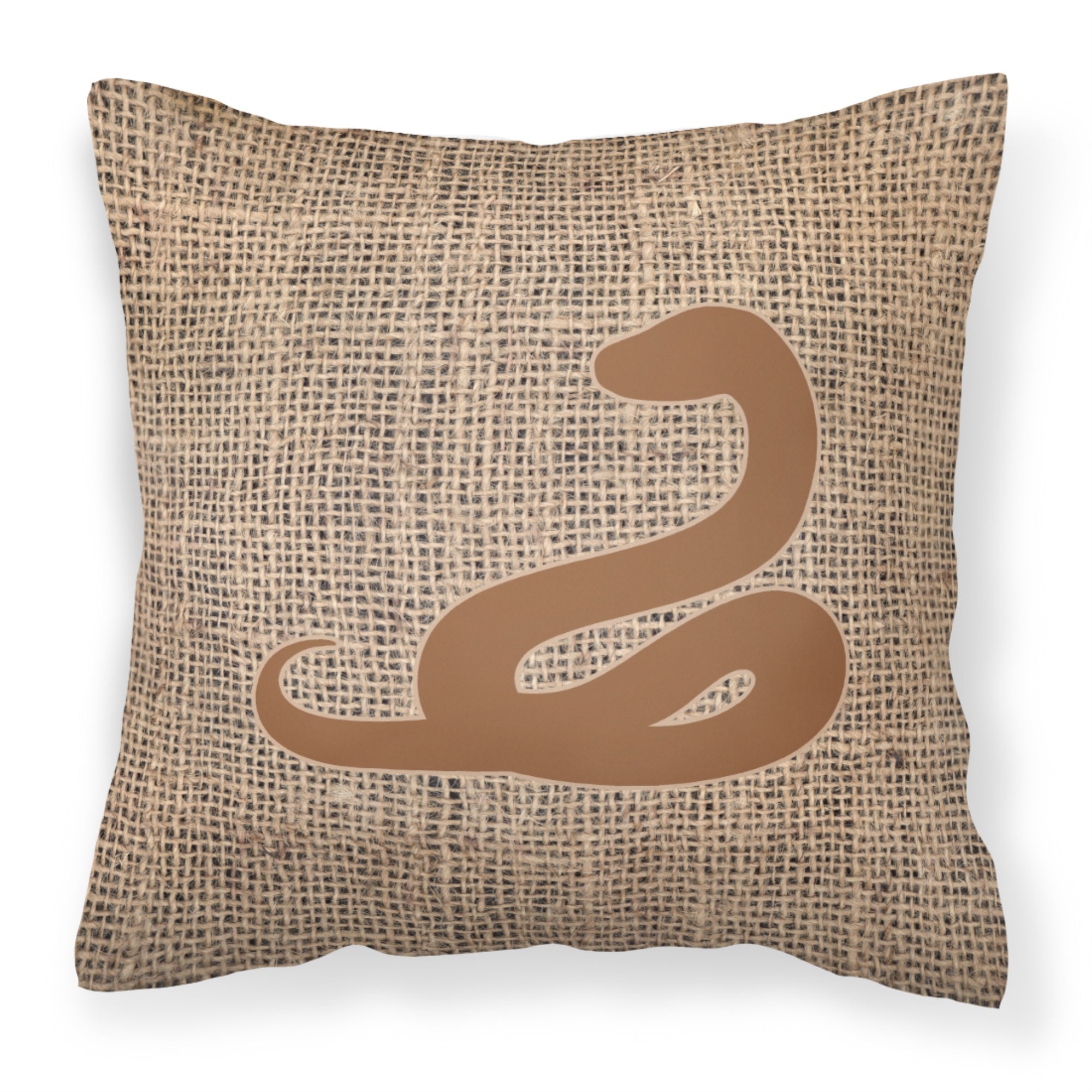 Snake Burlap And Brown Bb1124 Fabric Decorative Pillow