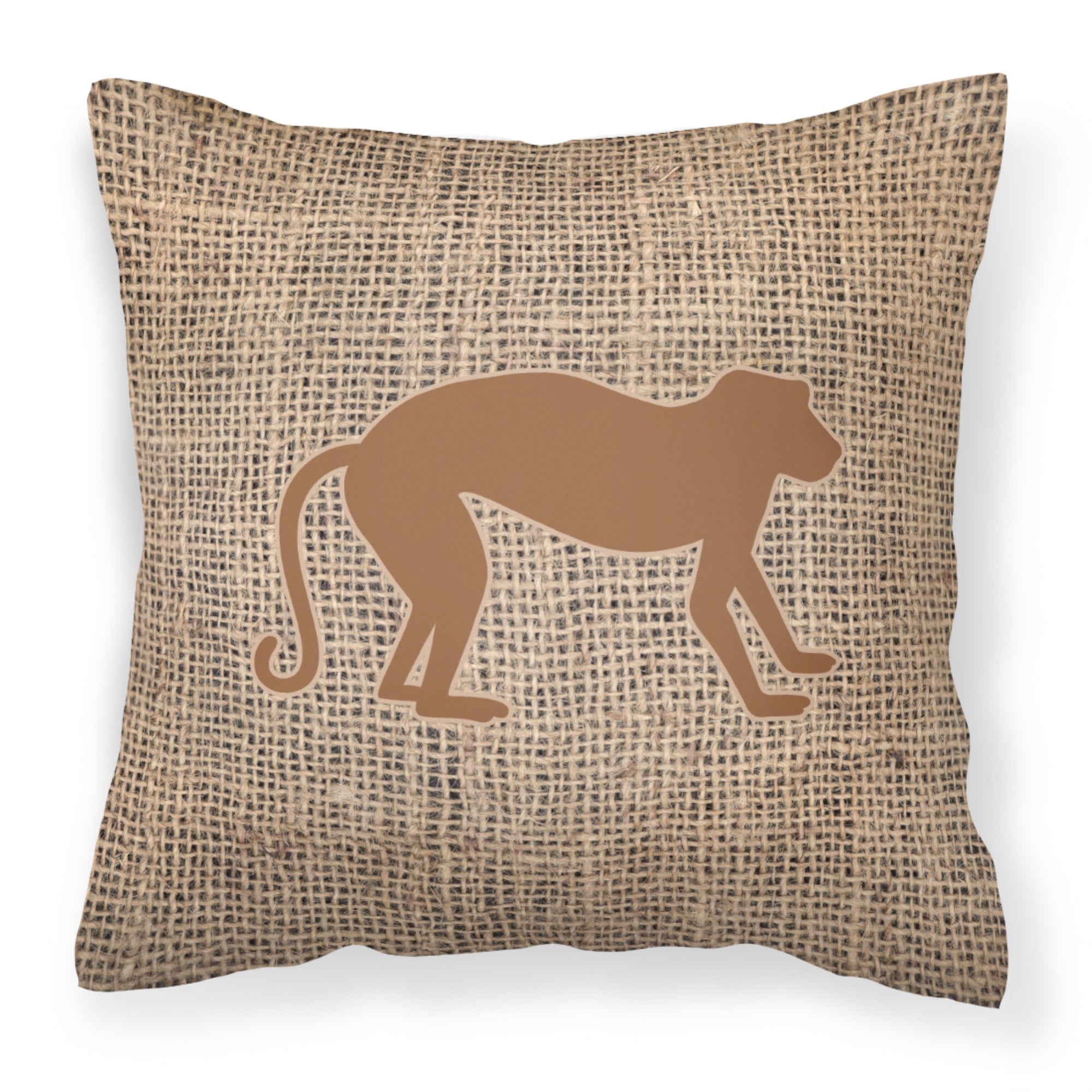 Monkey Burlap And Brown Bb1128 Fabric Decorative Pillow