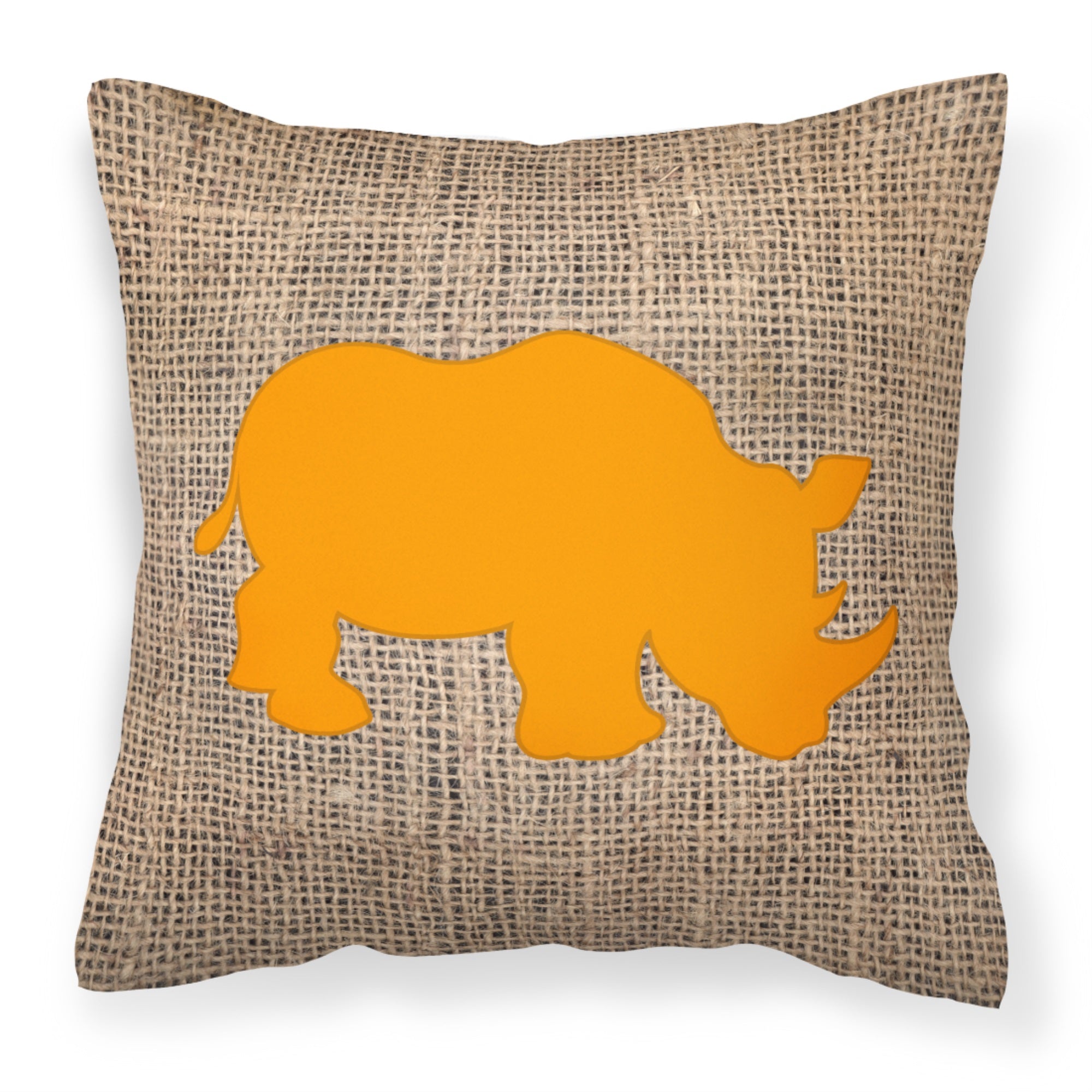 Rhinoceros Burlap And Orange Bb1006 Fabric Decorative Pillow