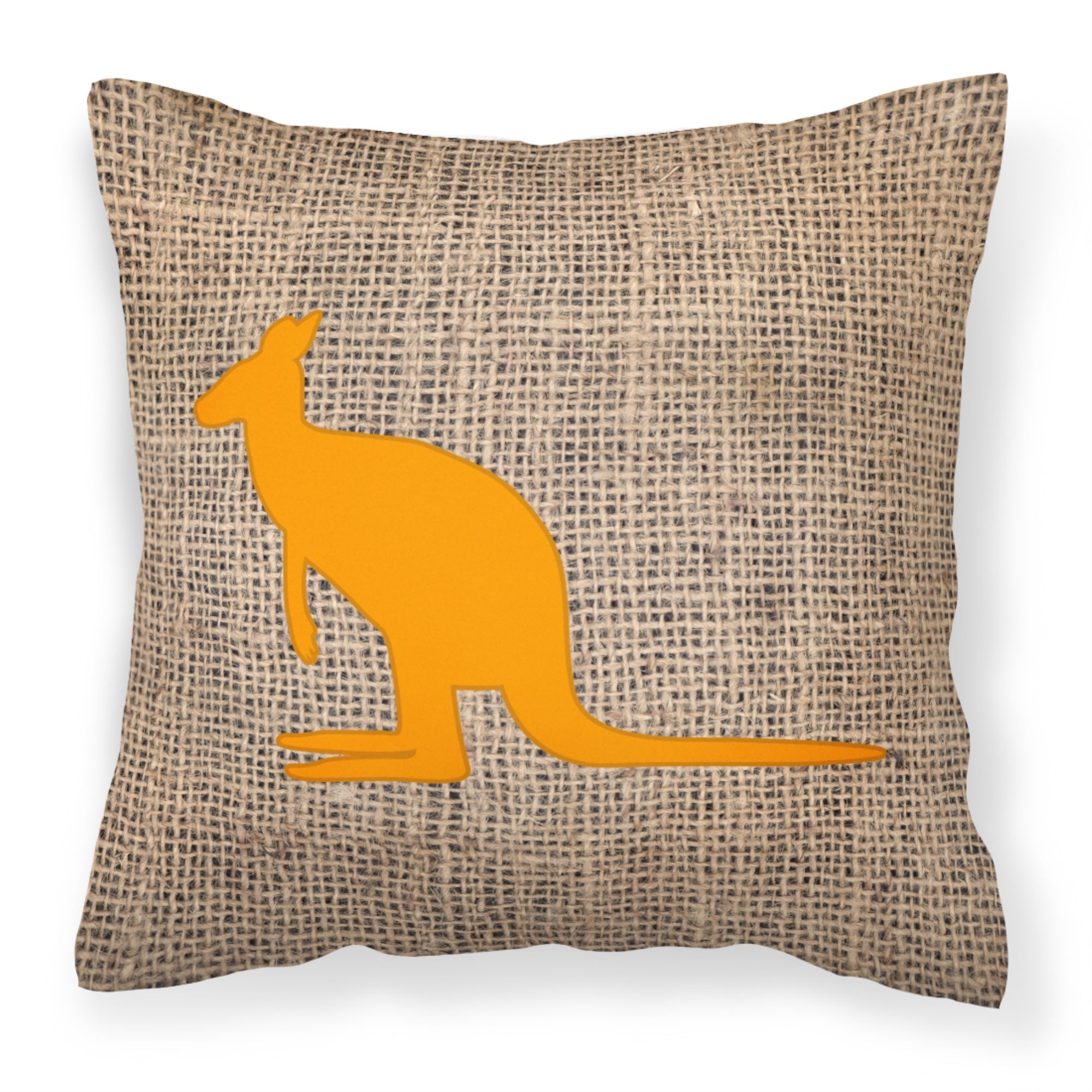 Kangaroo Burlap And Orange Bb1008 Fabric Decorative Pillow