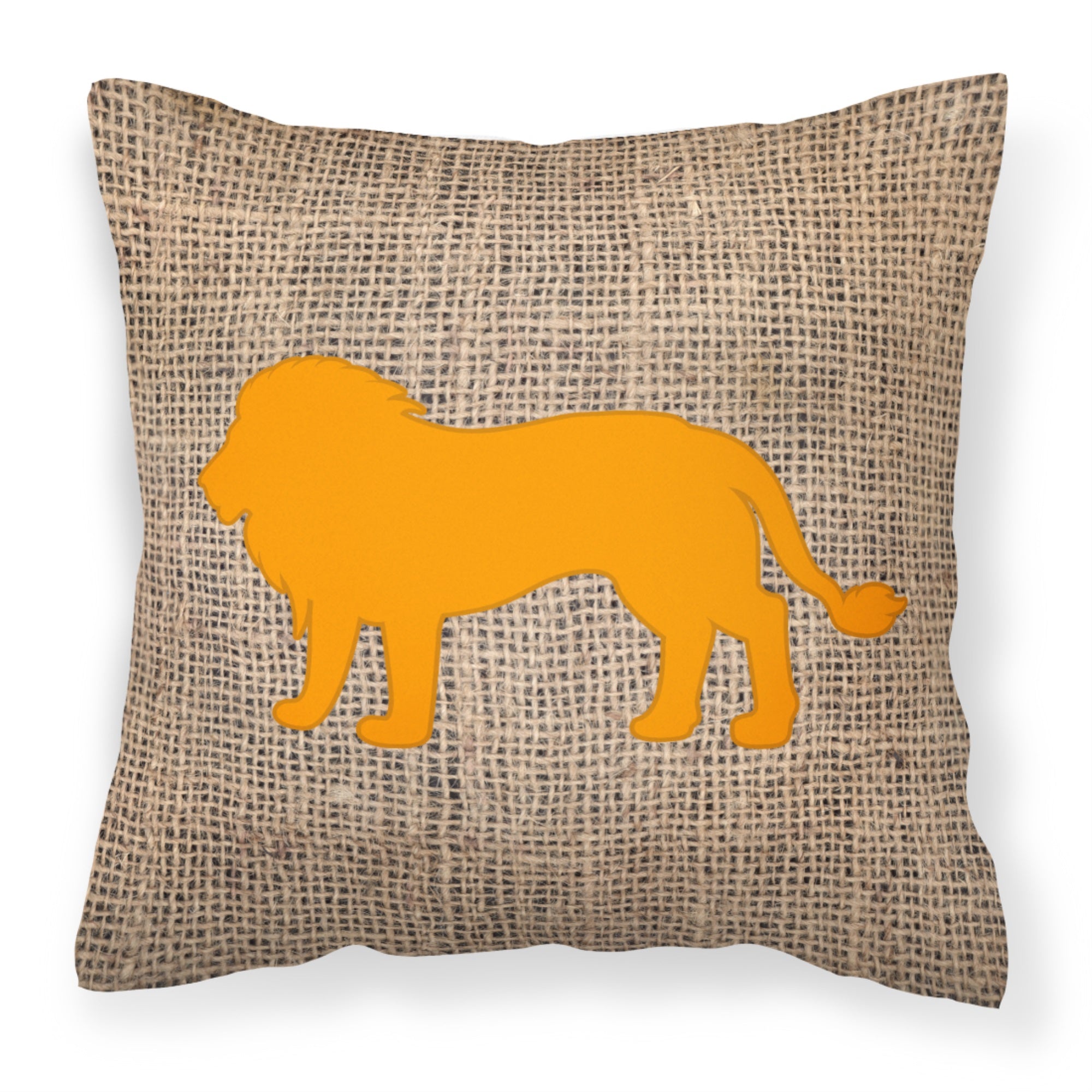 Lion Burlap And Orange Bb1009 Fabric Decorative Pillow