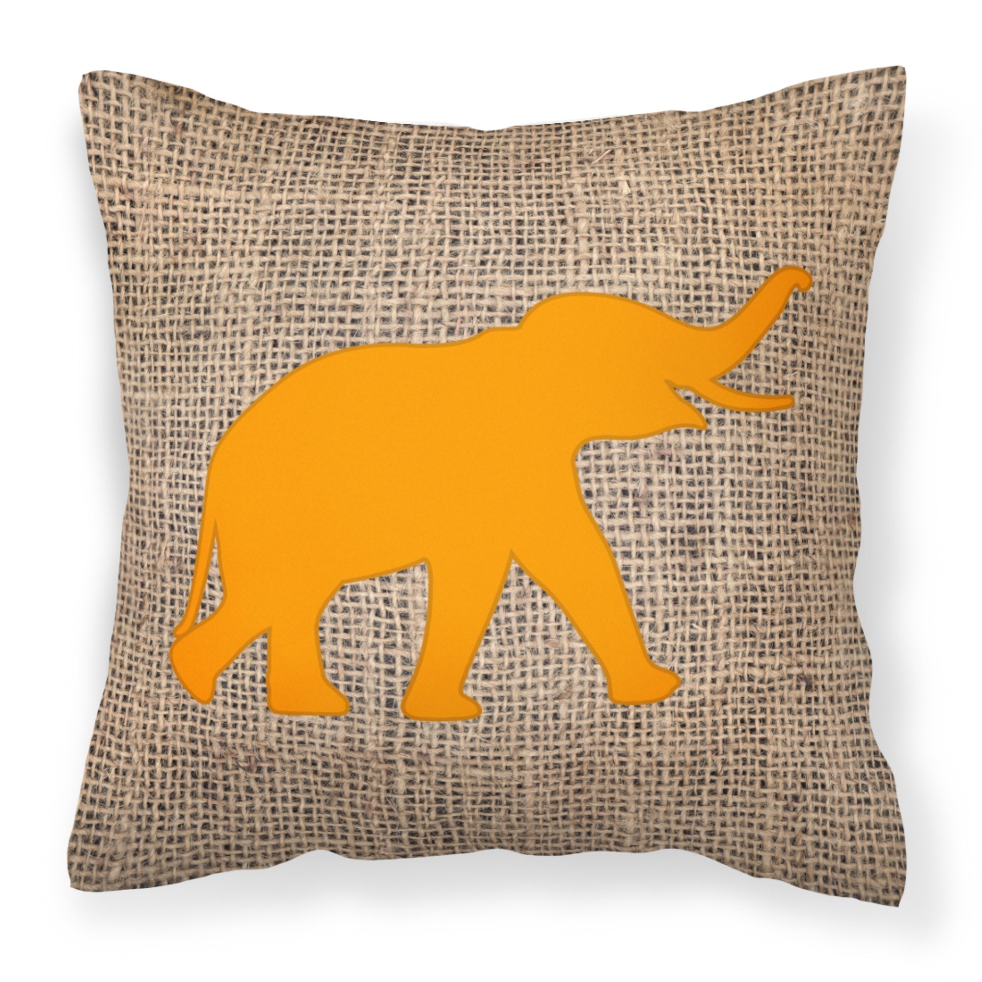Elephant Burlap And Orange Bb1011 Fabric Decorative Pillow