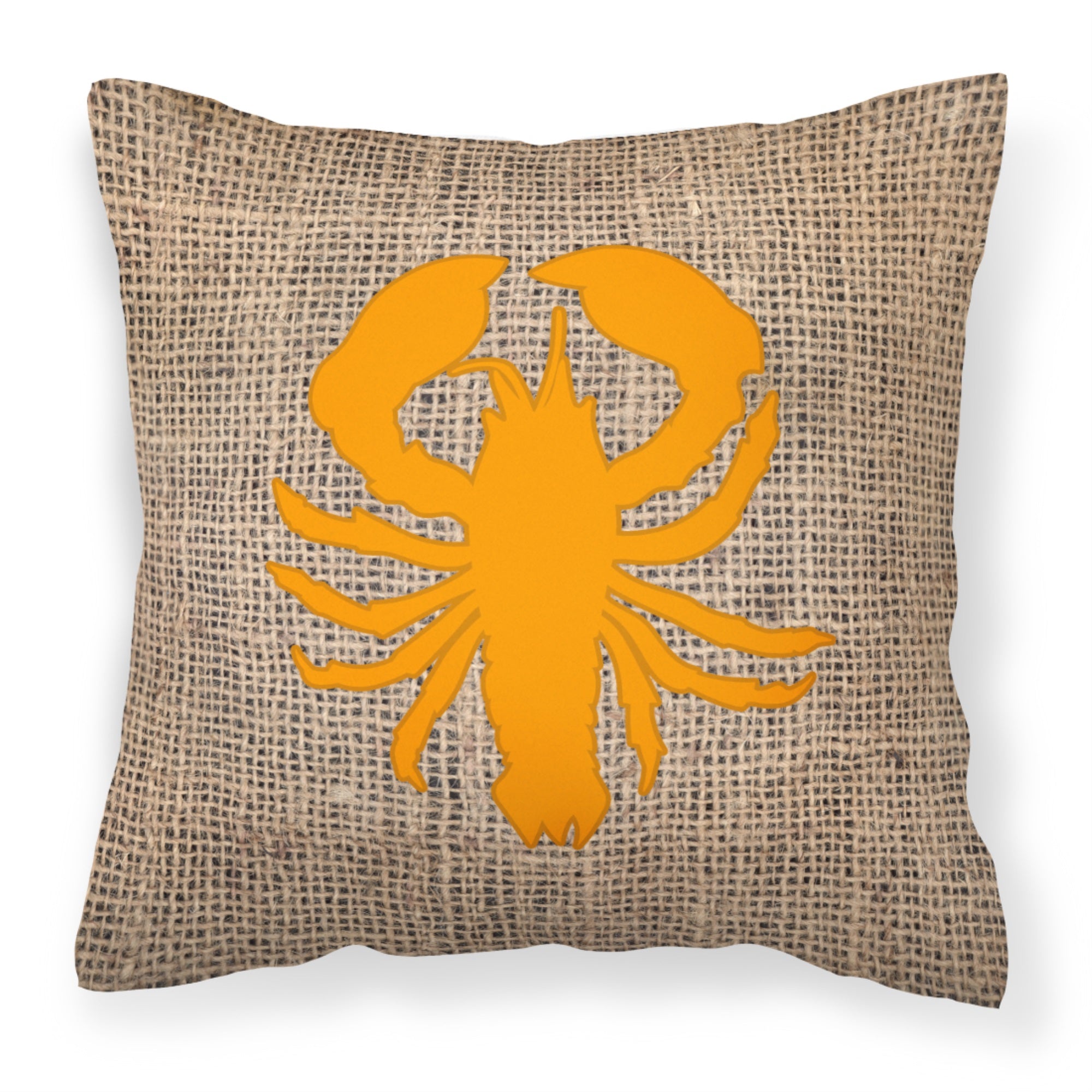 Lobster Burlap And Orange Bb1015 Fabric Decorative Pillow