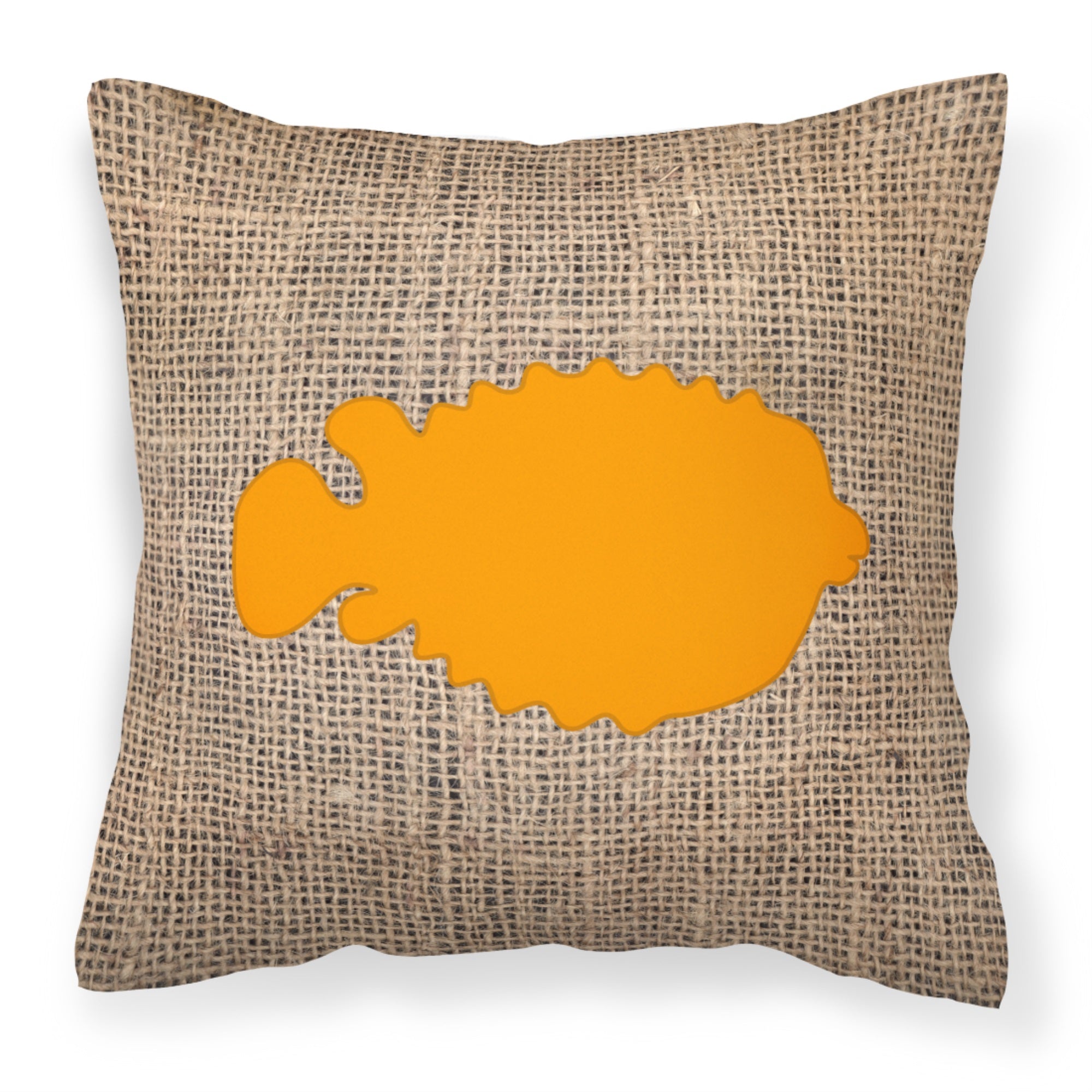 Fish - Blowfish Burlap And Orange Bb1016 Fabric Decorative Pillow