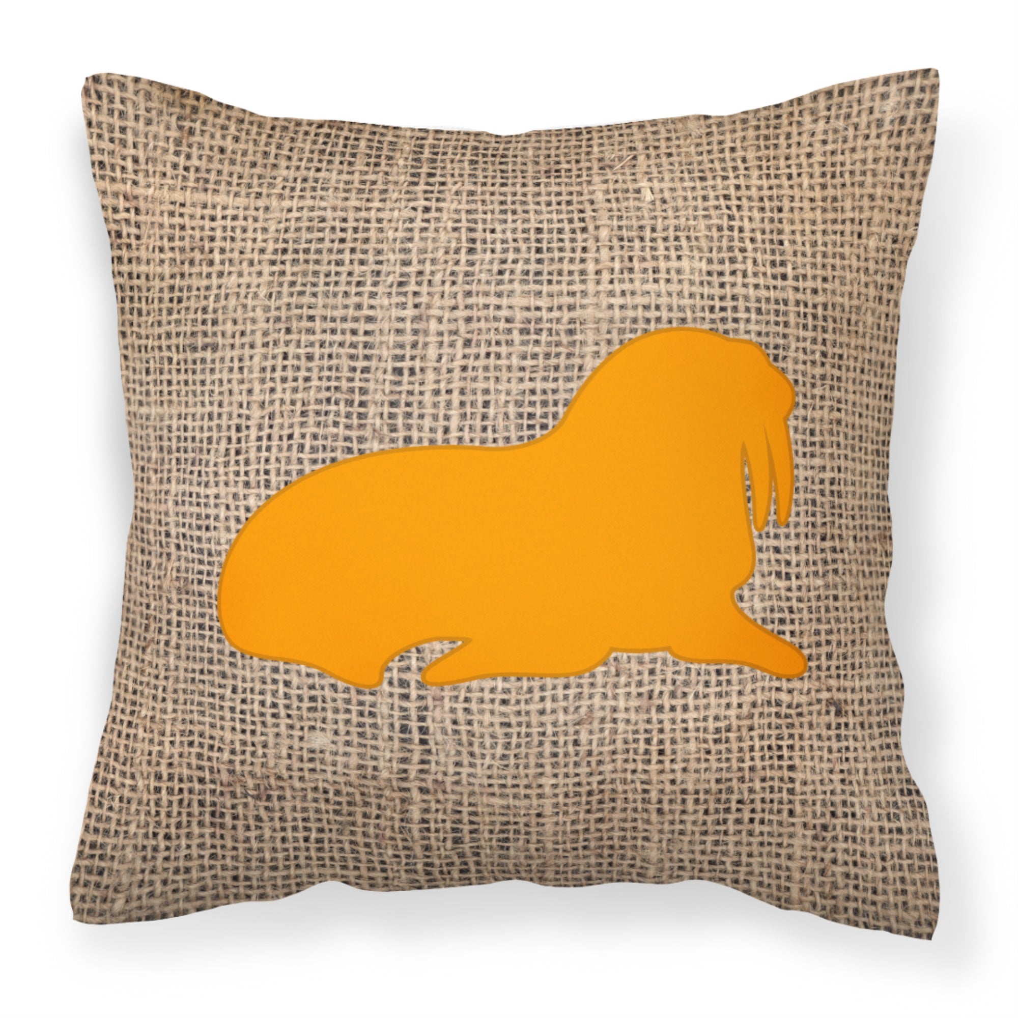 Walrus Burlap And Orange Bb1017 Fabric Decorative Pillow