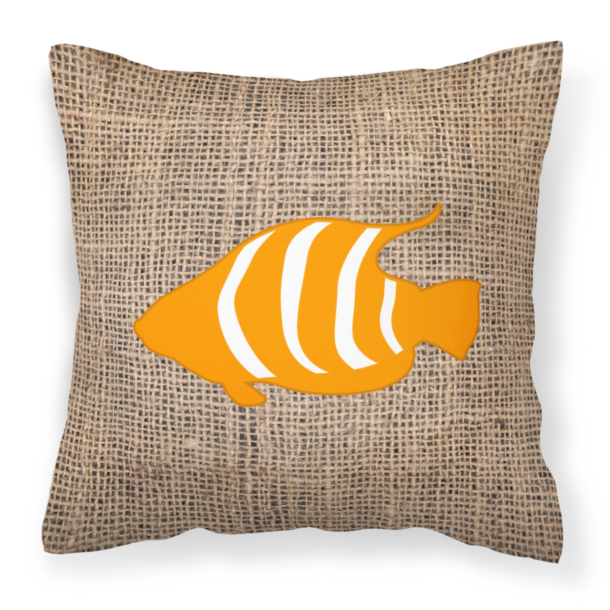 Fish Burlap And Orange Bb1020 Fabric Decorative Pillow