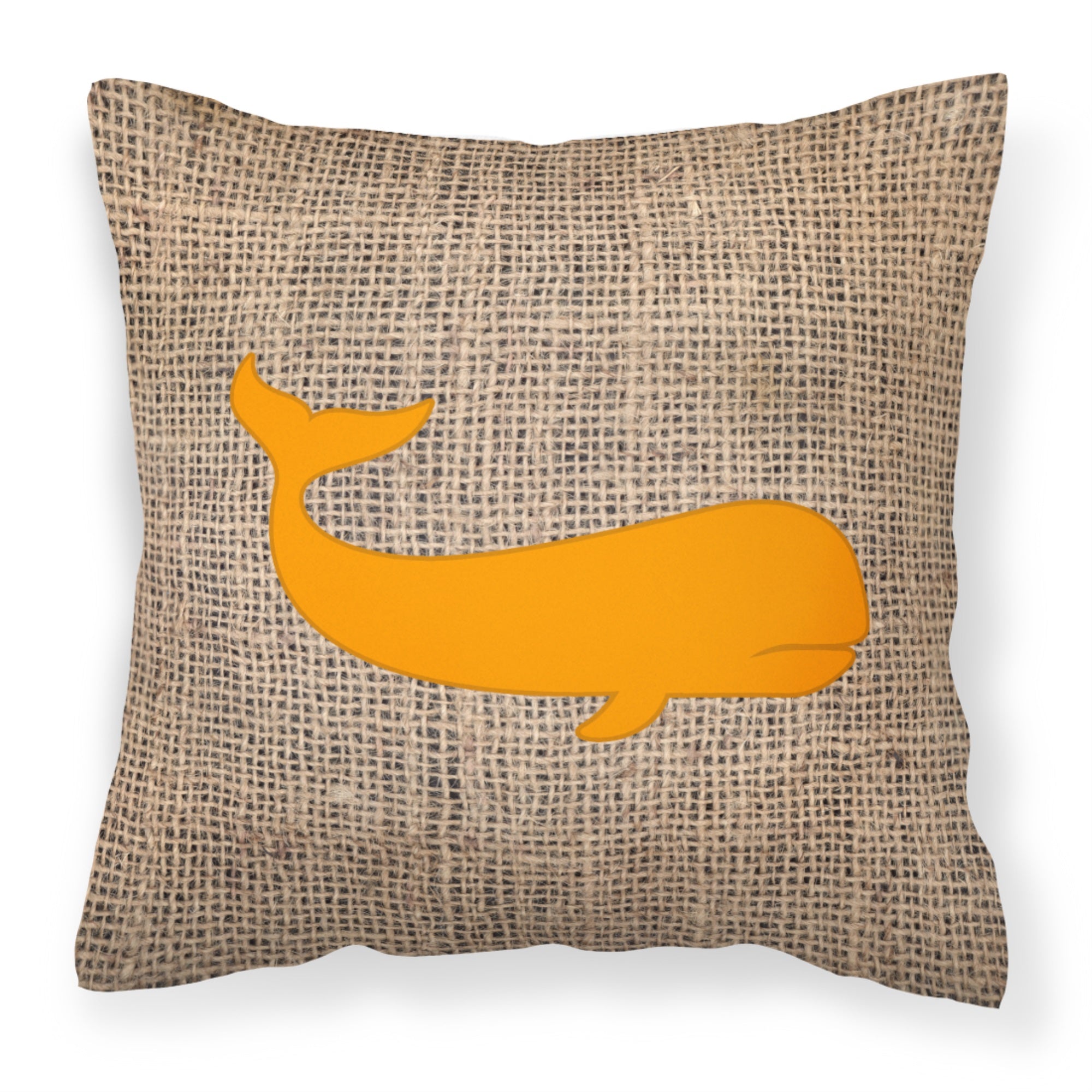 Whale Burlap And Orange Bb1021 Fabric Decorative Pillow