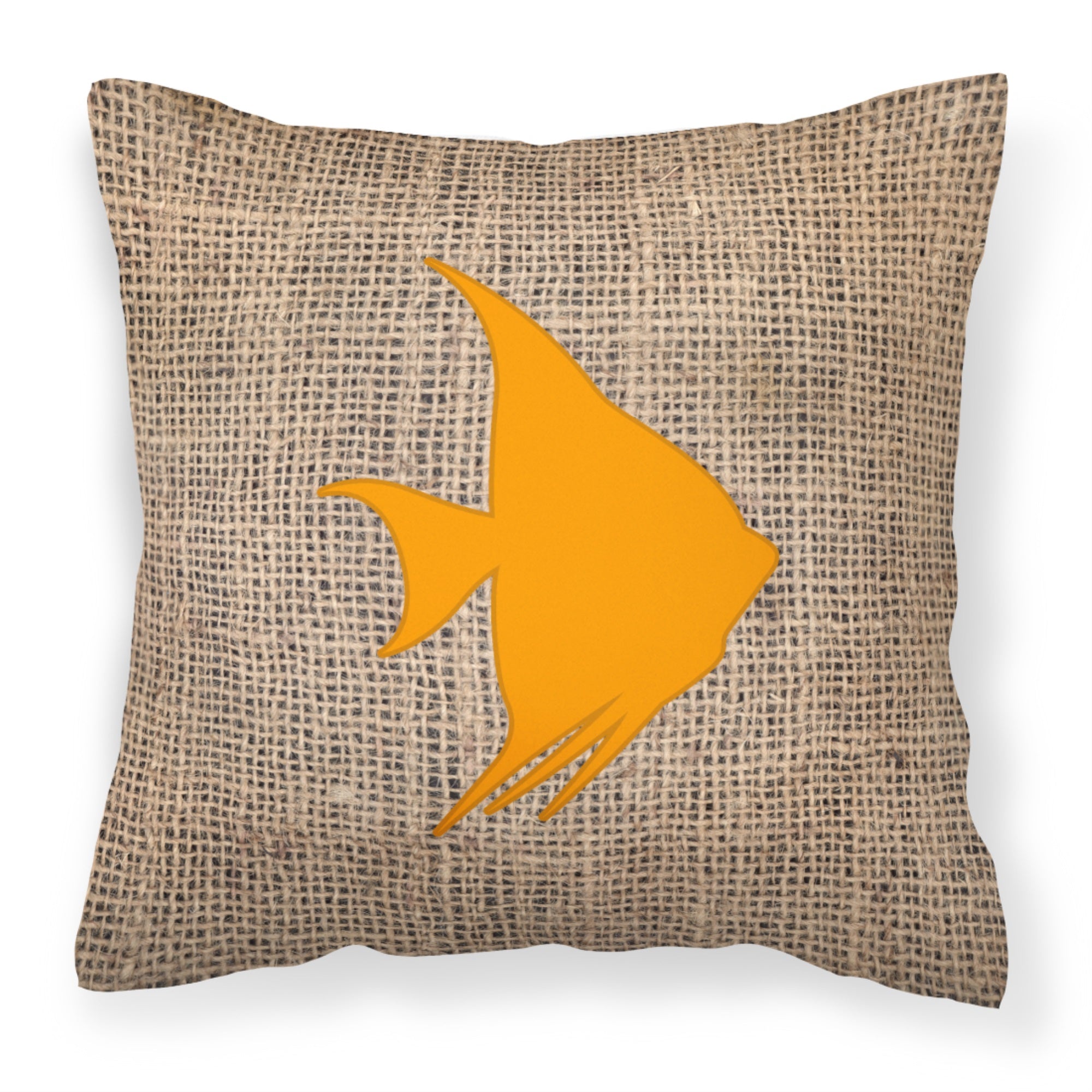 Fish - Angel Fish Burlap And Orange Bb1022 Fabric Decorative Pillow
