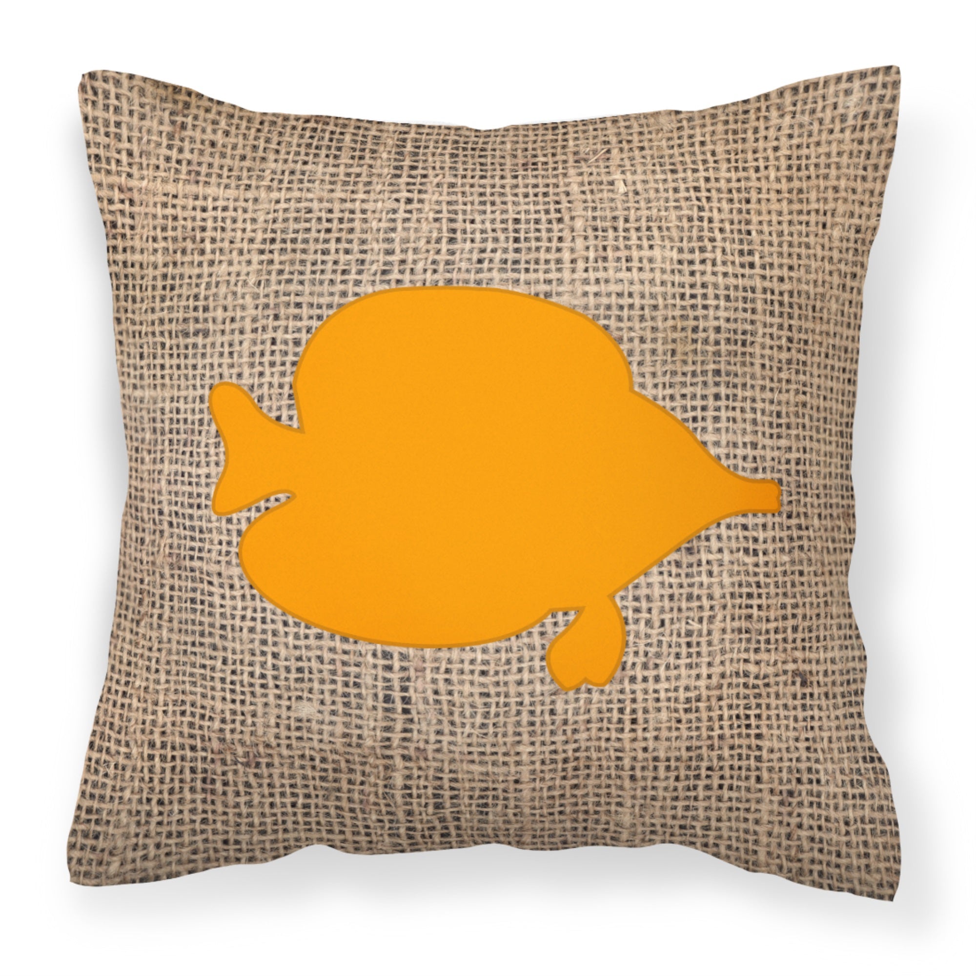 Fish - Tang Fish Burlap And Orange Bb1023 Fabric Decorative Pillow
