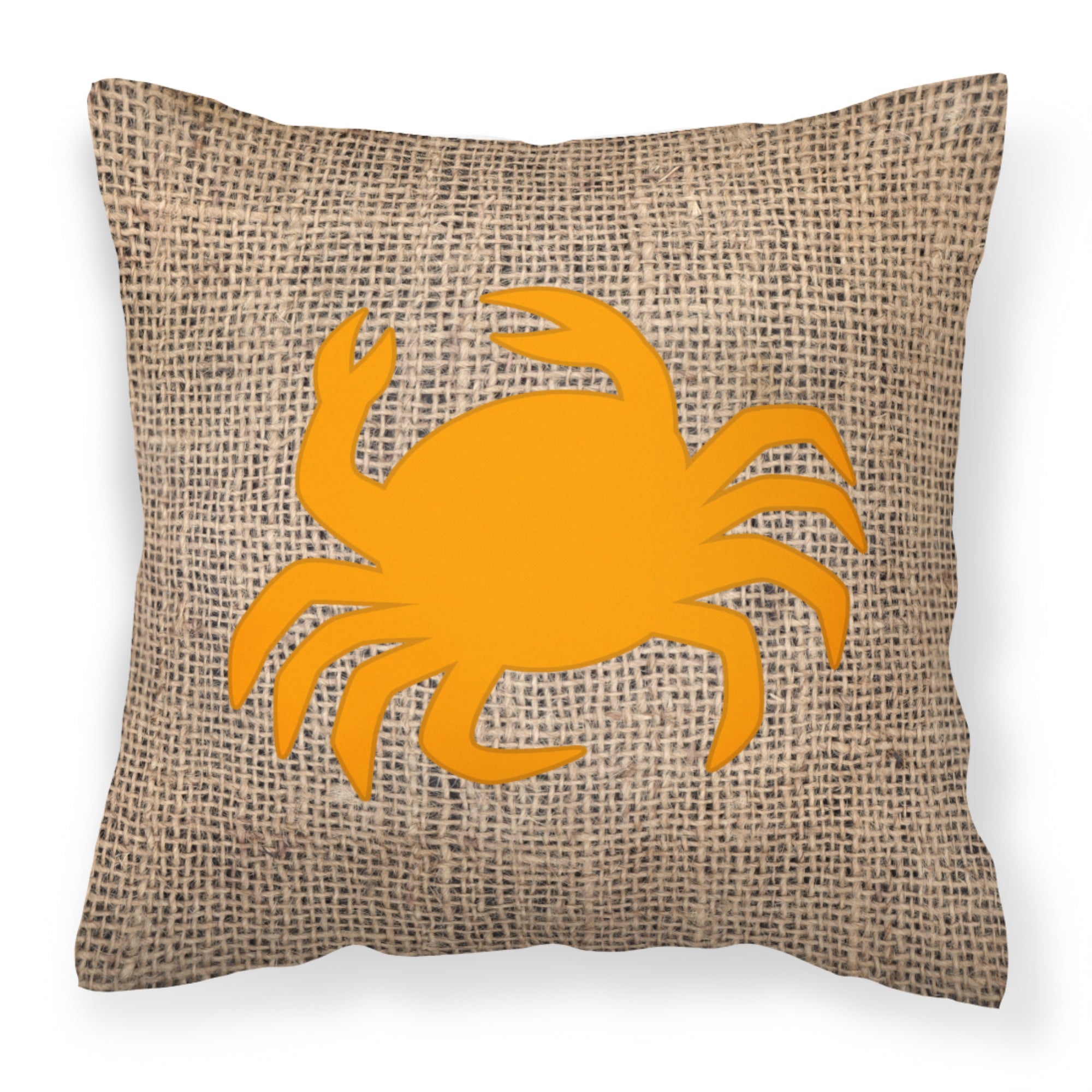Crab Burlap And Orange Bb1024 Fabric Decorative Pillow