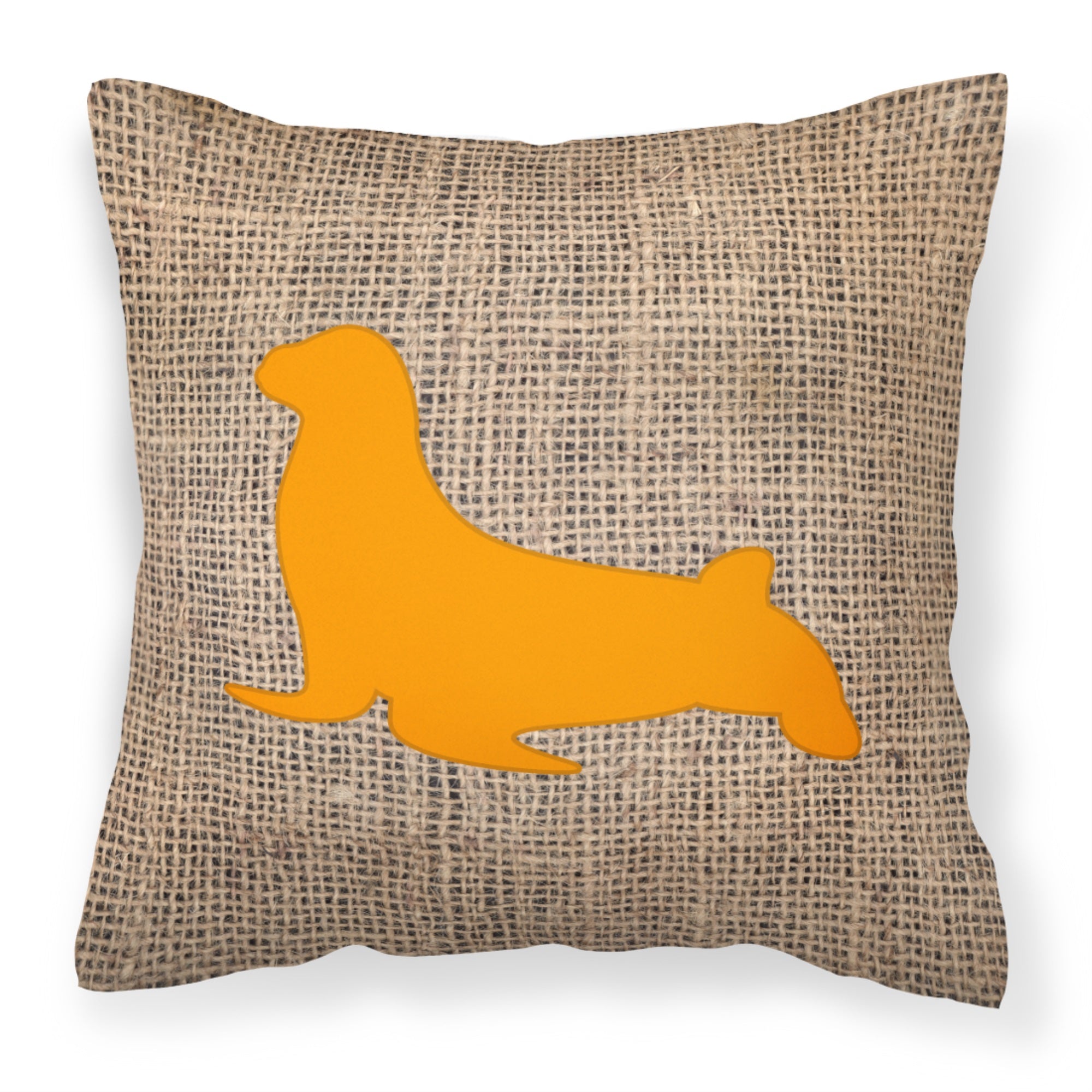 Seal Burlap And Orange Bb1027 Fabric Decorative Pillow