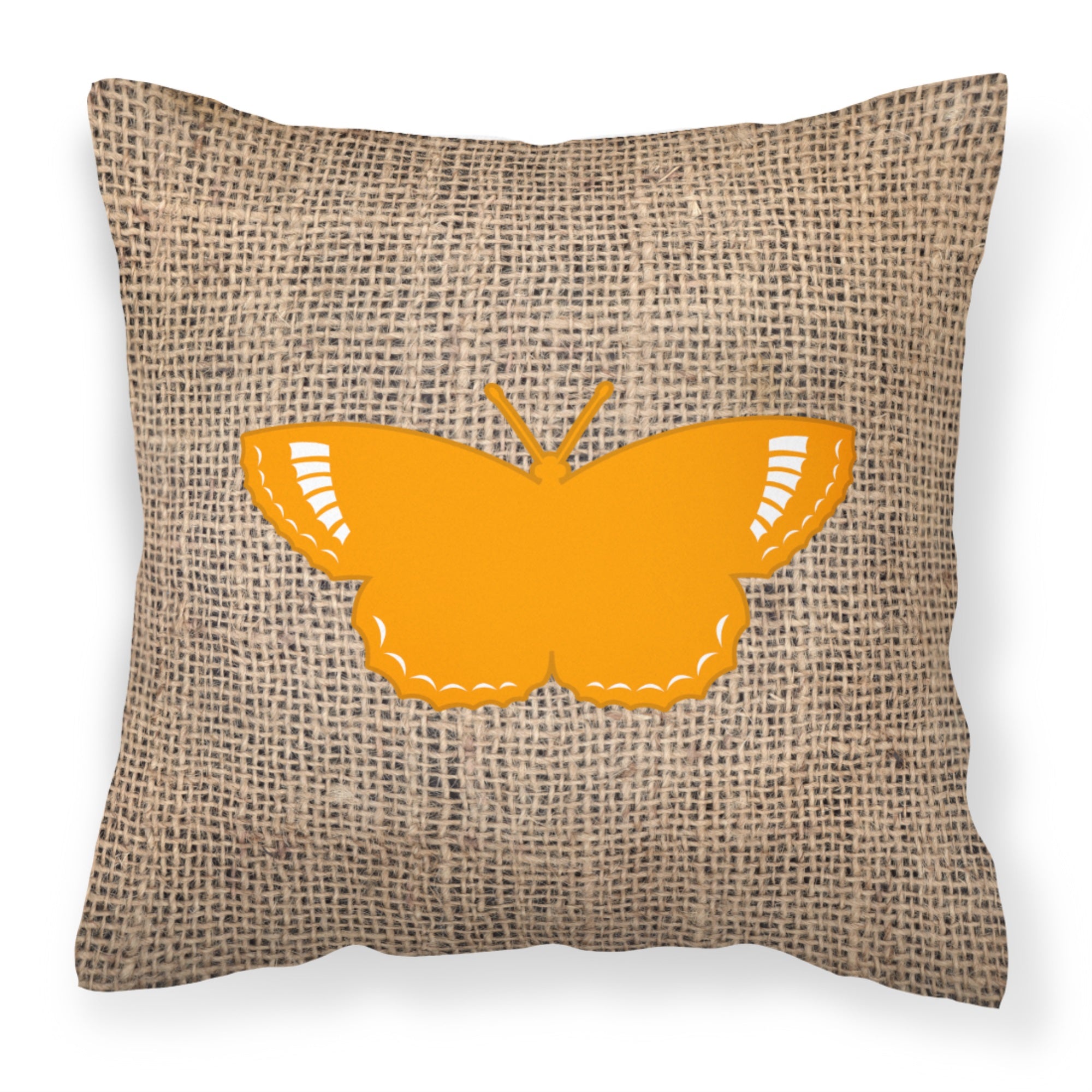 Butterfly Burlap And Orange Bb1029 Fabric Decorative Pillow