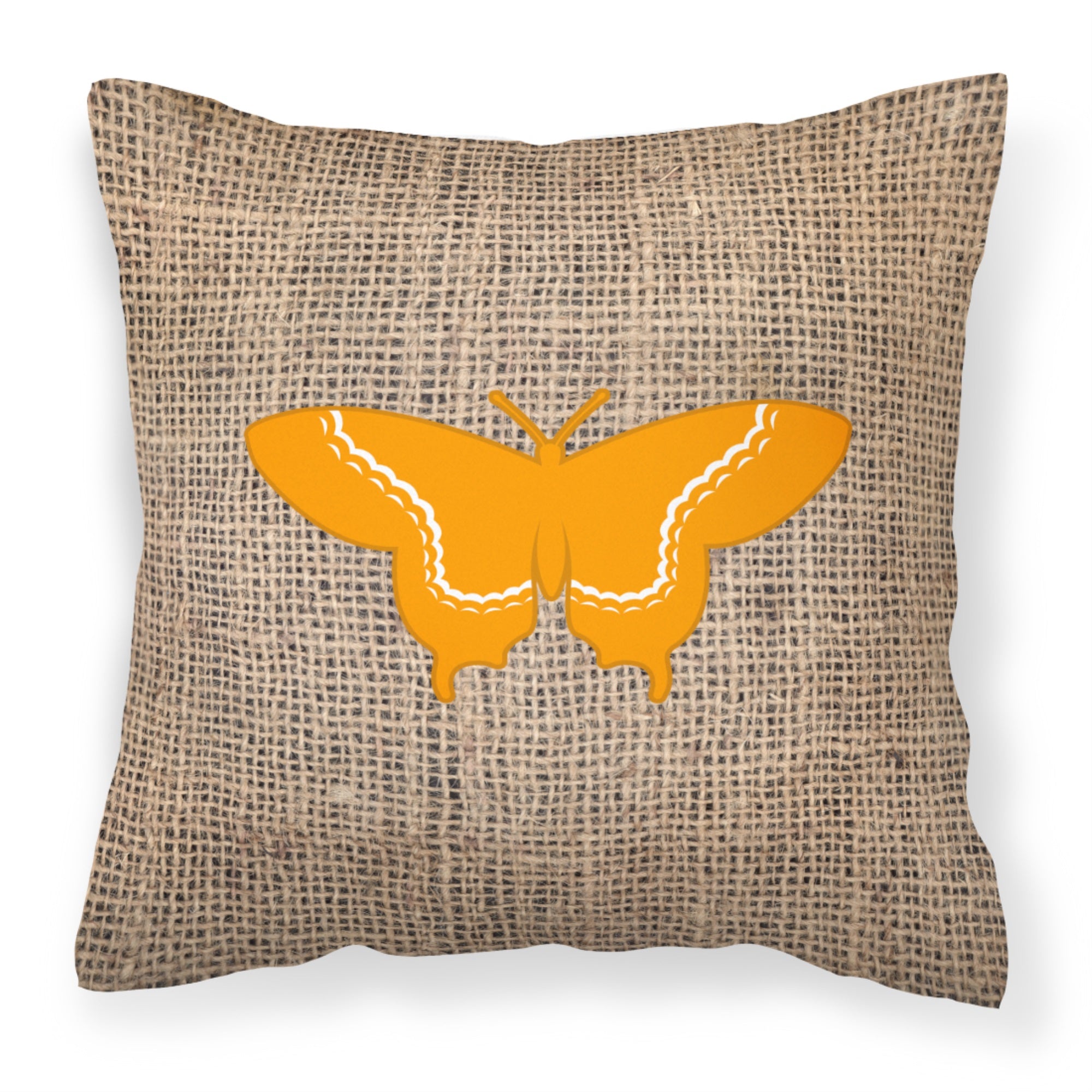 Butterfly Burlap And Orange Bb1030 Fabric Decorative Pillow