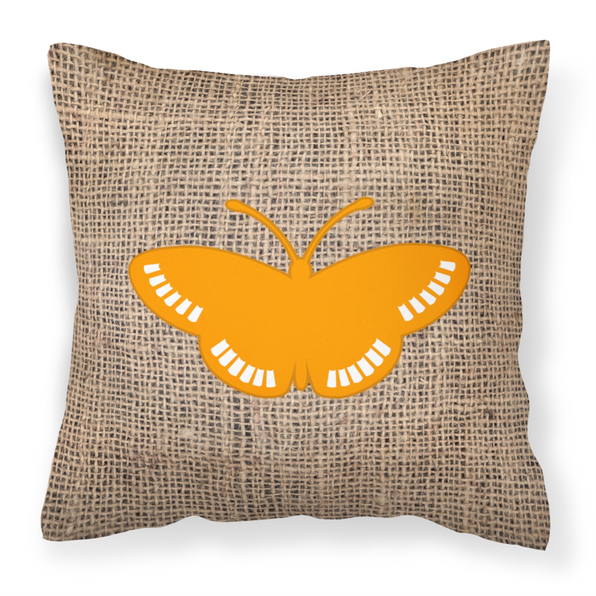 Butterfly Burlap And Orange Bb1031 Fabric Decorative Pillow