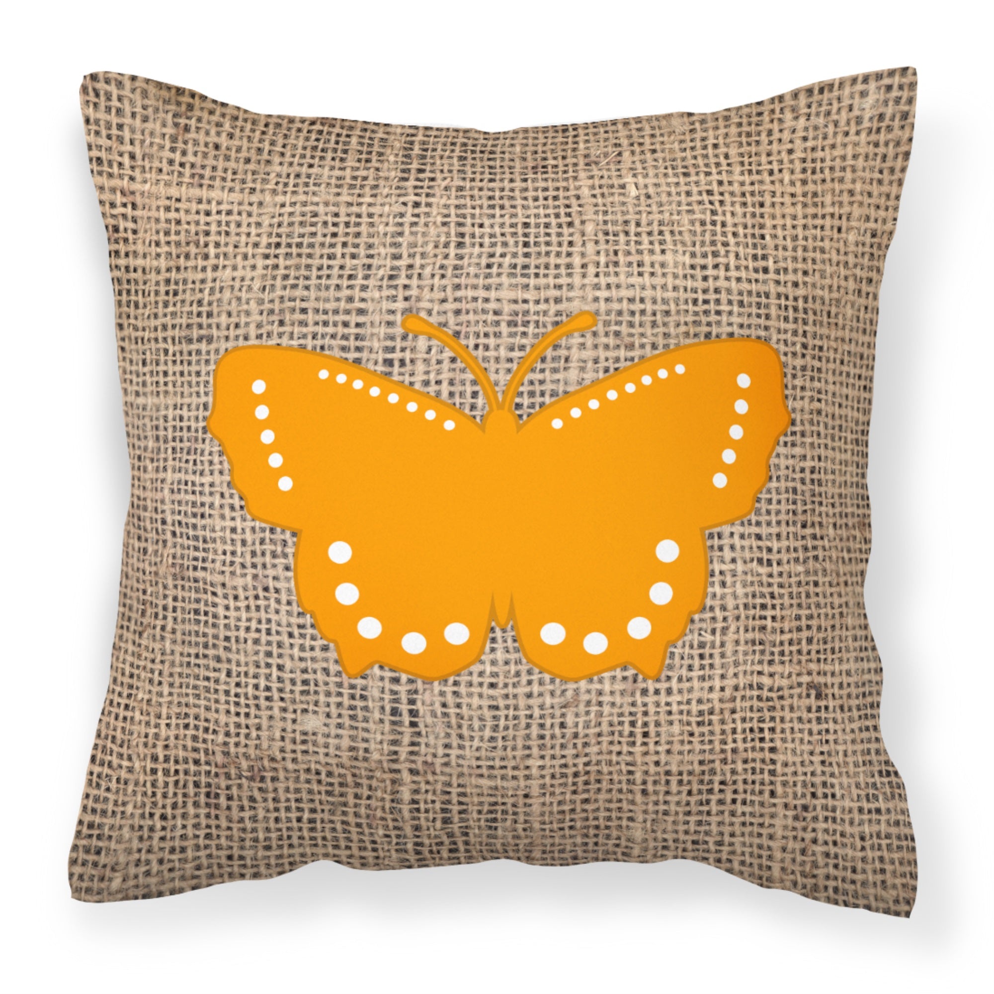 Butterfly Burlap And Orange Bb1033 Fabric Decorative Pillow