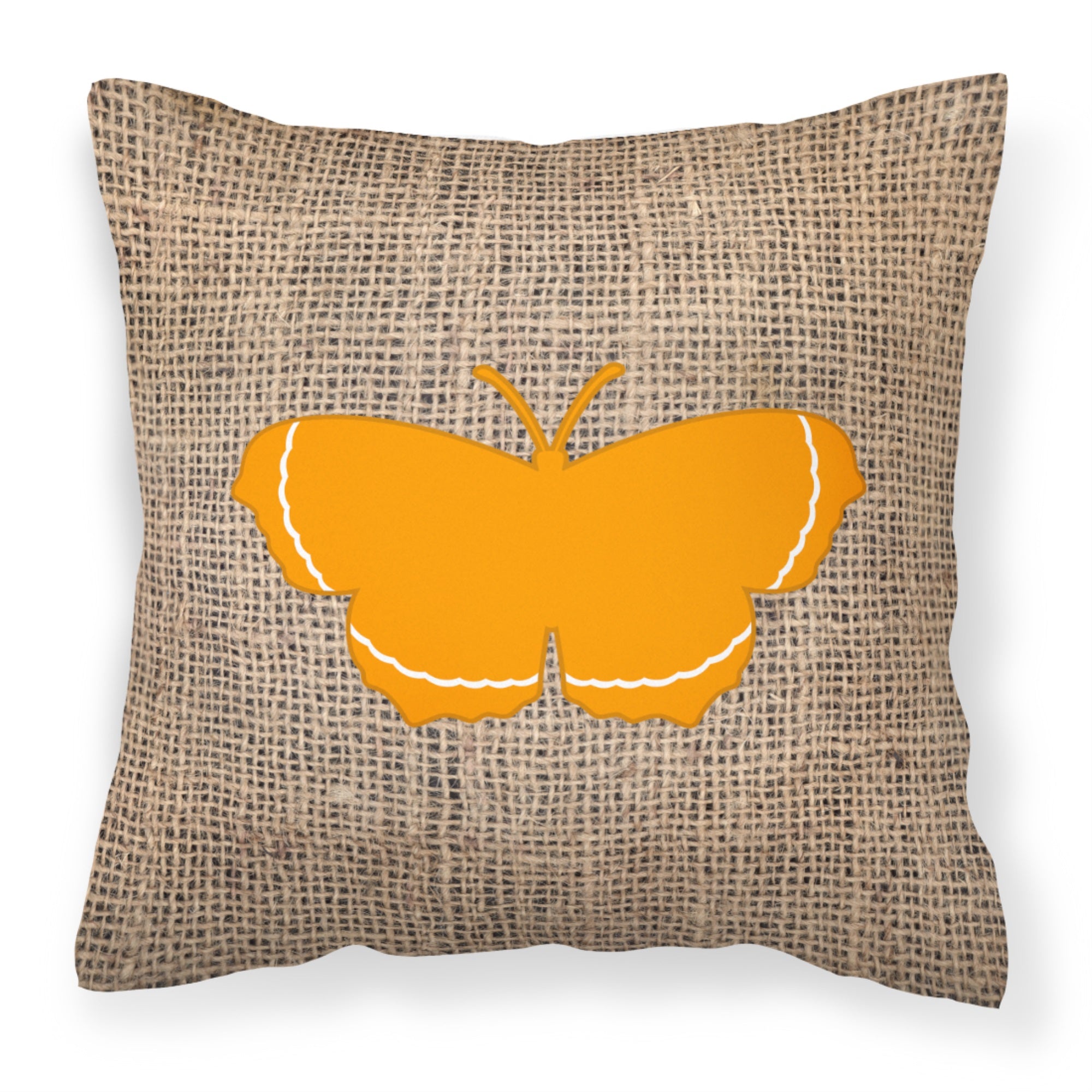 Butterfly Burlap And Orange Bb1037 Fabric Decorative Pillow