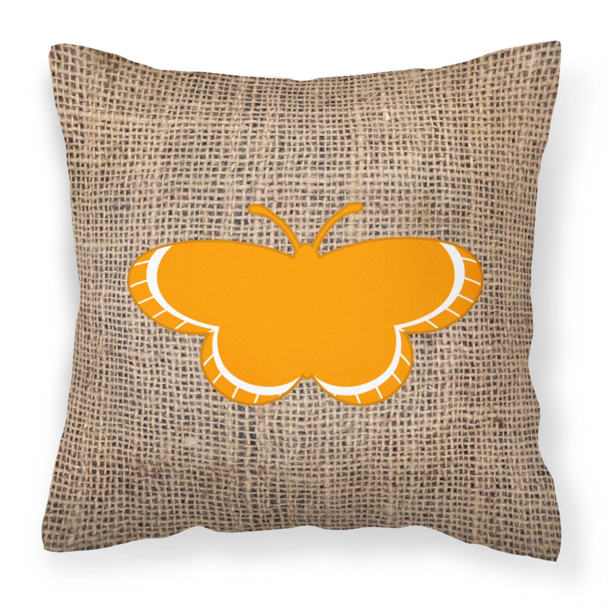 Butterfly Burlap And Orange Bb1039 Fabric Decorative Pillow