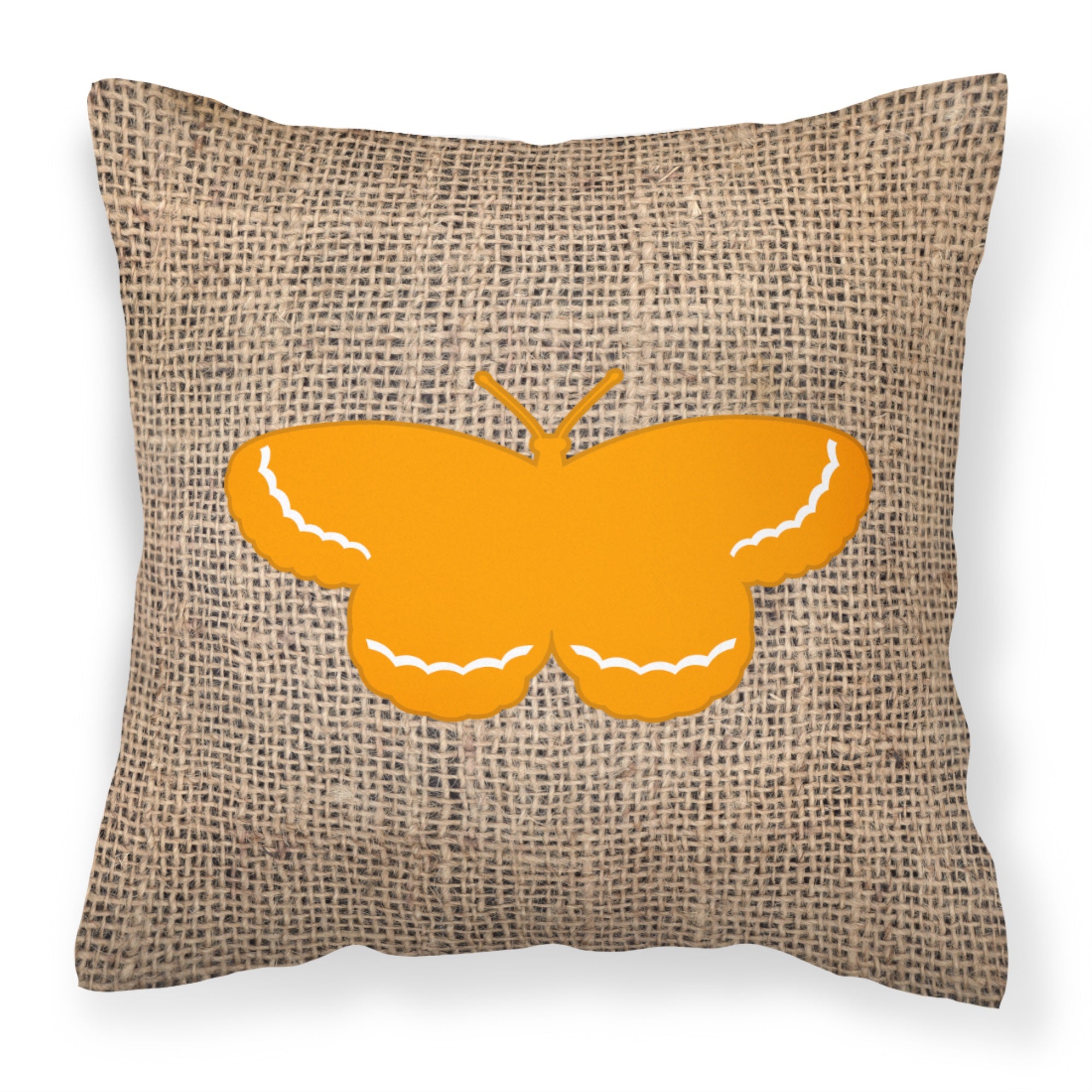 Butterfly Burlap And Orange Bb1040 Fabric Decorative Pillow