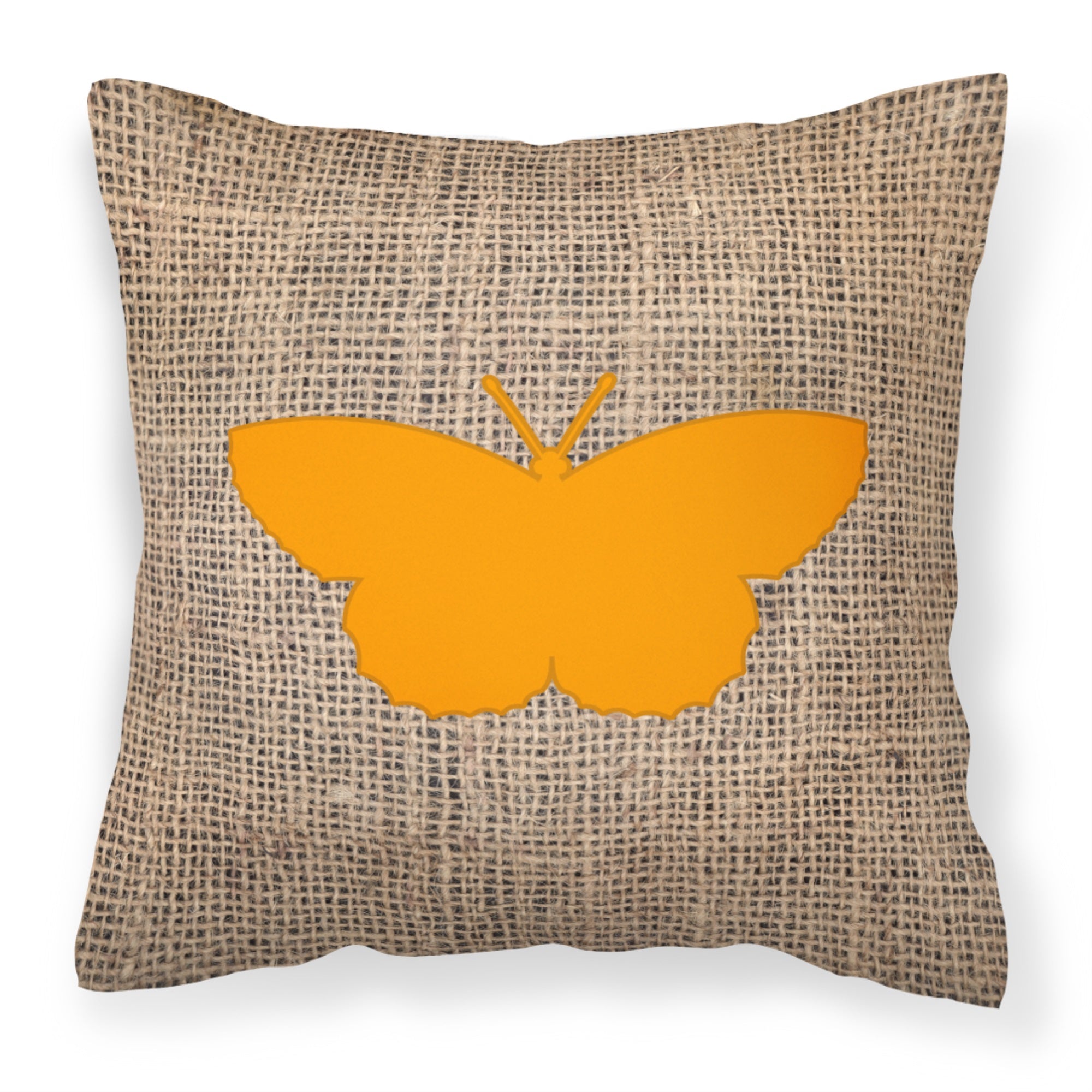 Butterfly Burlap And Orange Bb1041 Fabric Decorative Pillow
