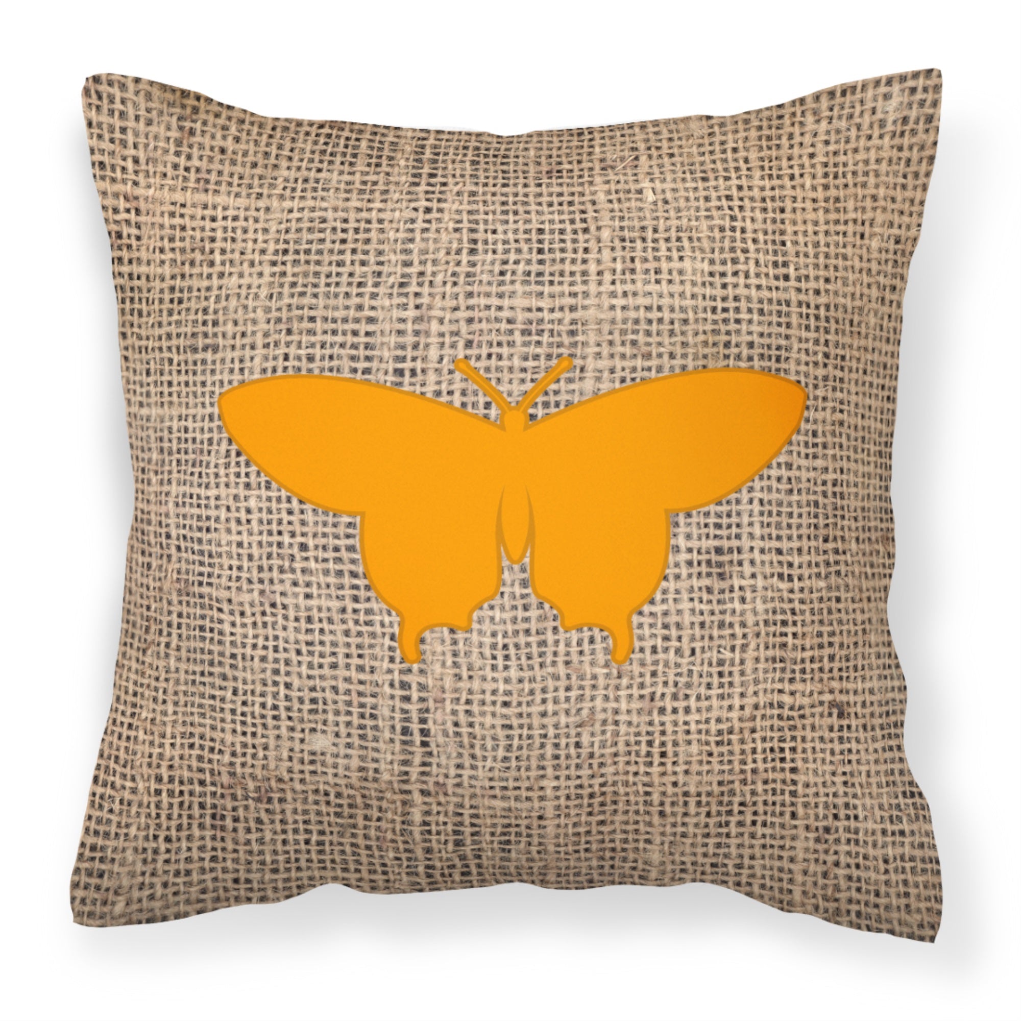 Butterfly Burlap And Orange Bb1042 Fabric Decorative Pillow