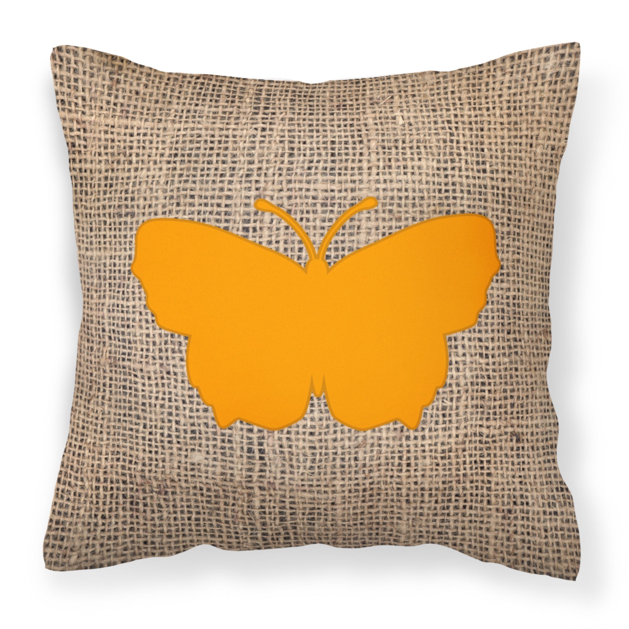 Butterfly Burlap And Orange Bb1045 Fabric Decorative Pillow