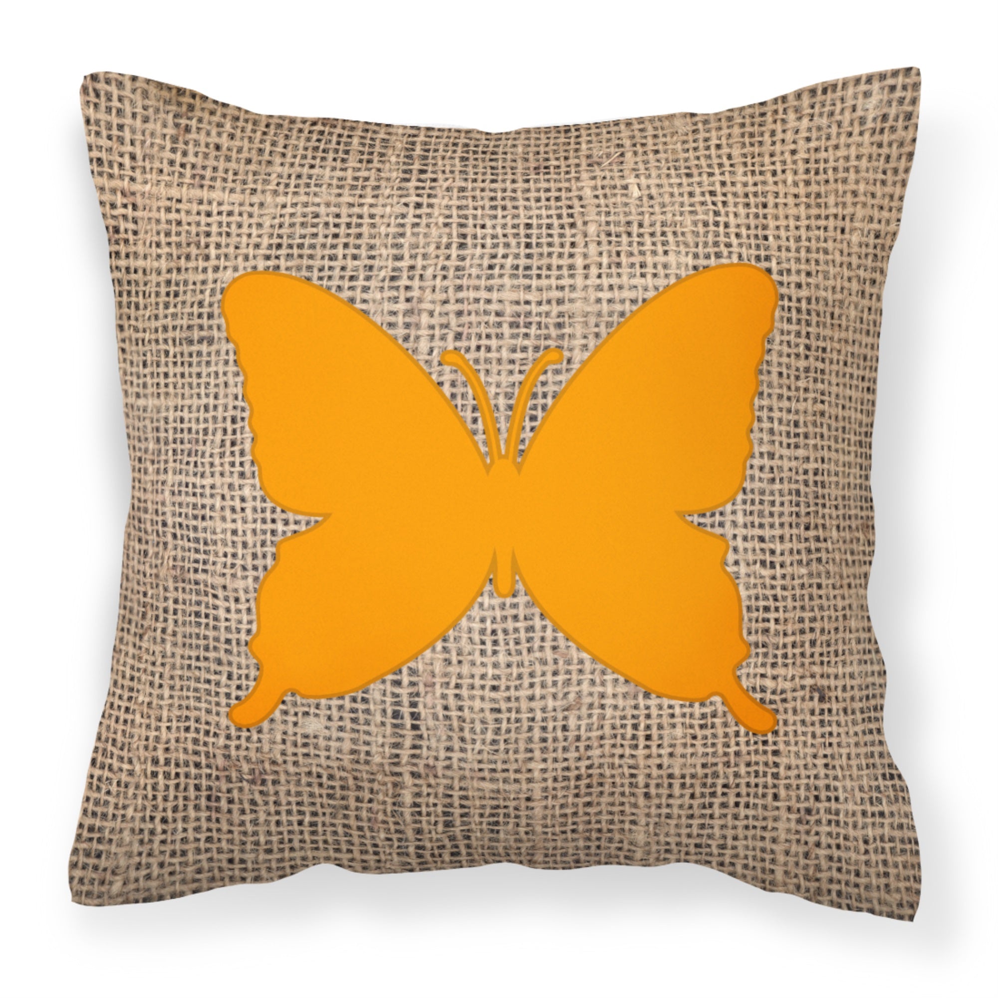 Butterfly Burlap And Orange Bb1046 Fabric Decorative Pillow