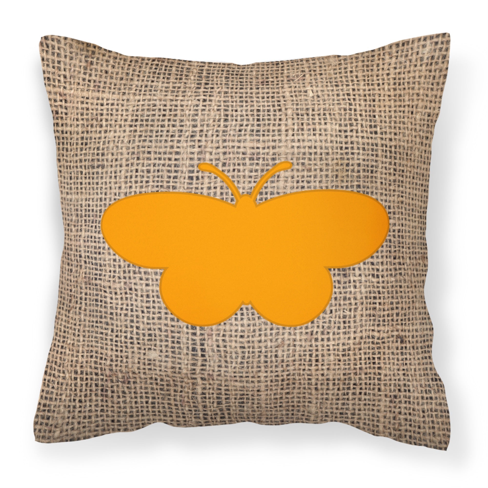 Butterfly Burlap And Orange Bb1051 Fabric Decorative Pillow
