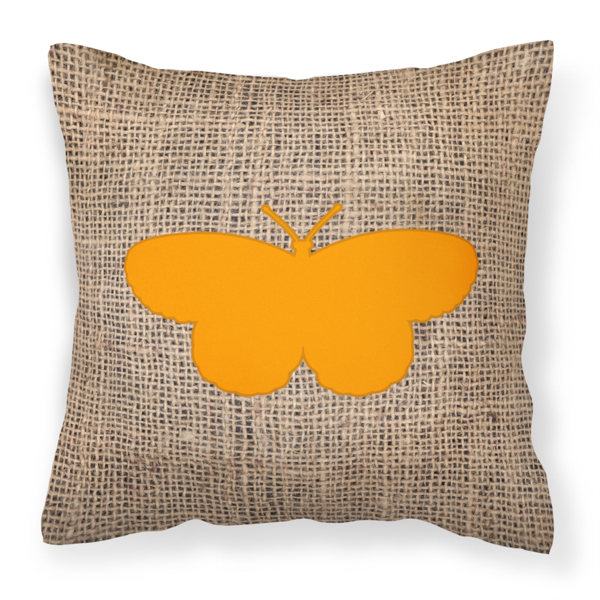 Butterfly Burlap And Orange Bb1052 Fabric Decorative Pillow