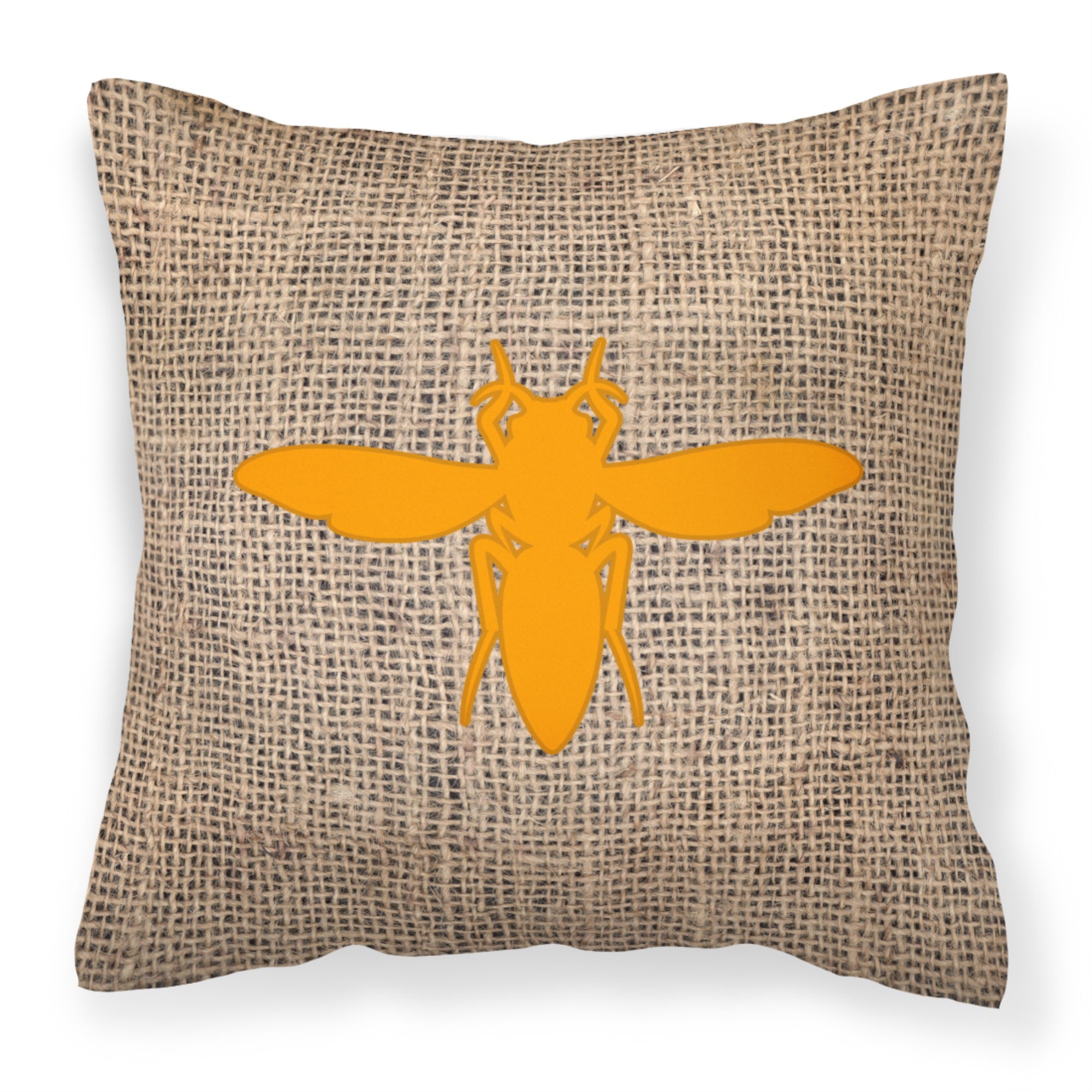 Yellow Jacket Burlap And Orange Bb1053 Fabric Decorative Pillow