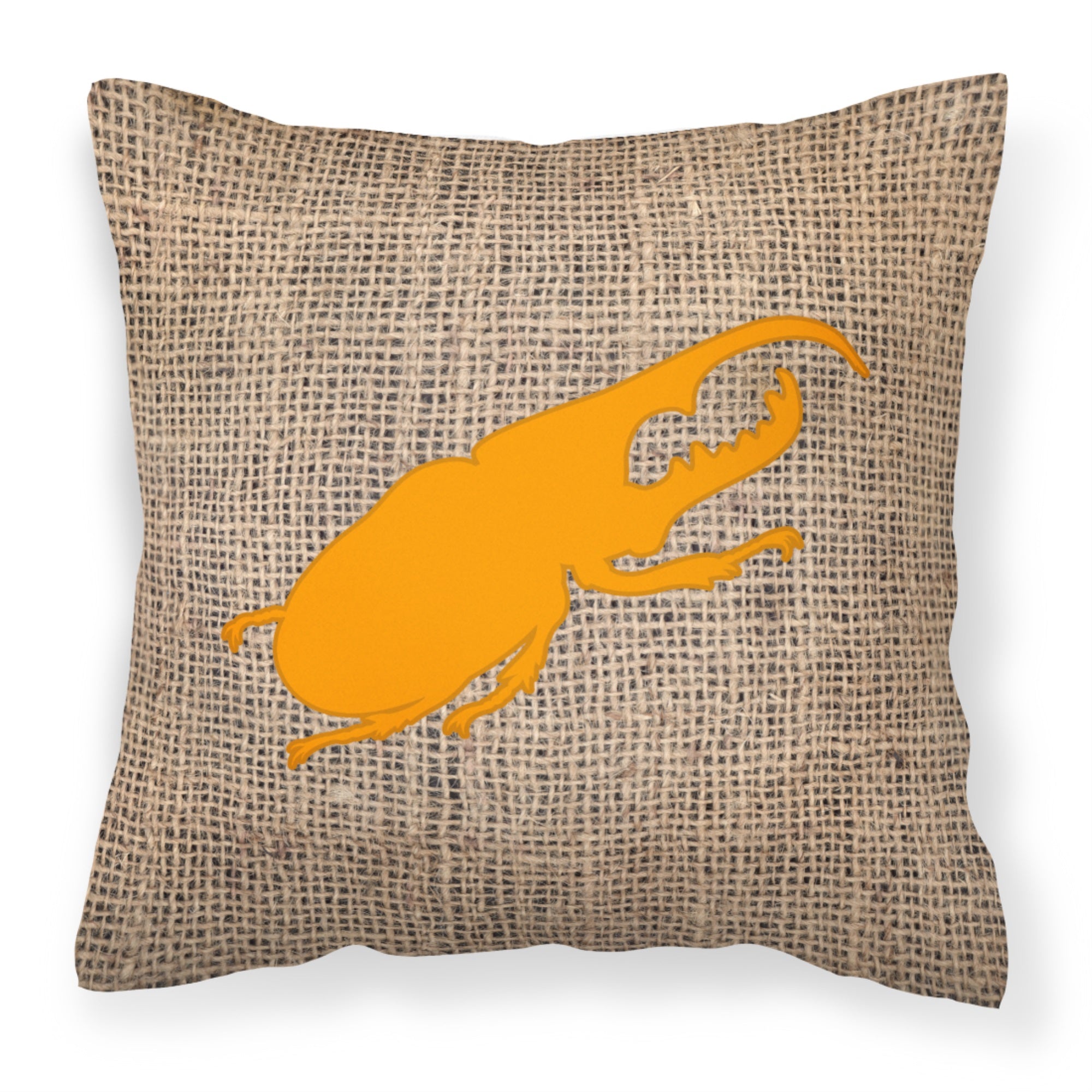 Beetle Burlap And Orange Bb1056 Fabric Decorative Pillow