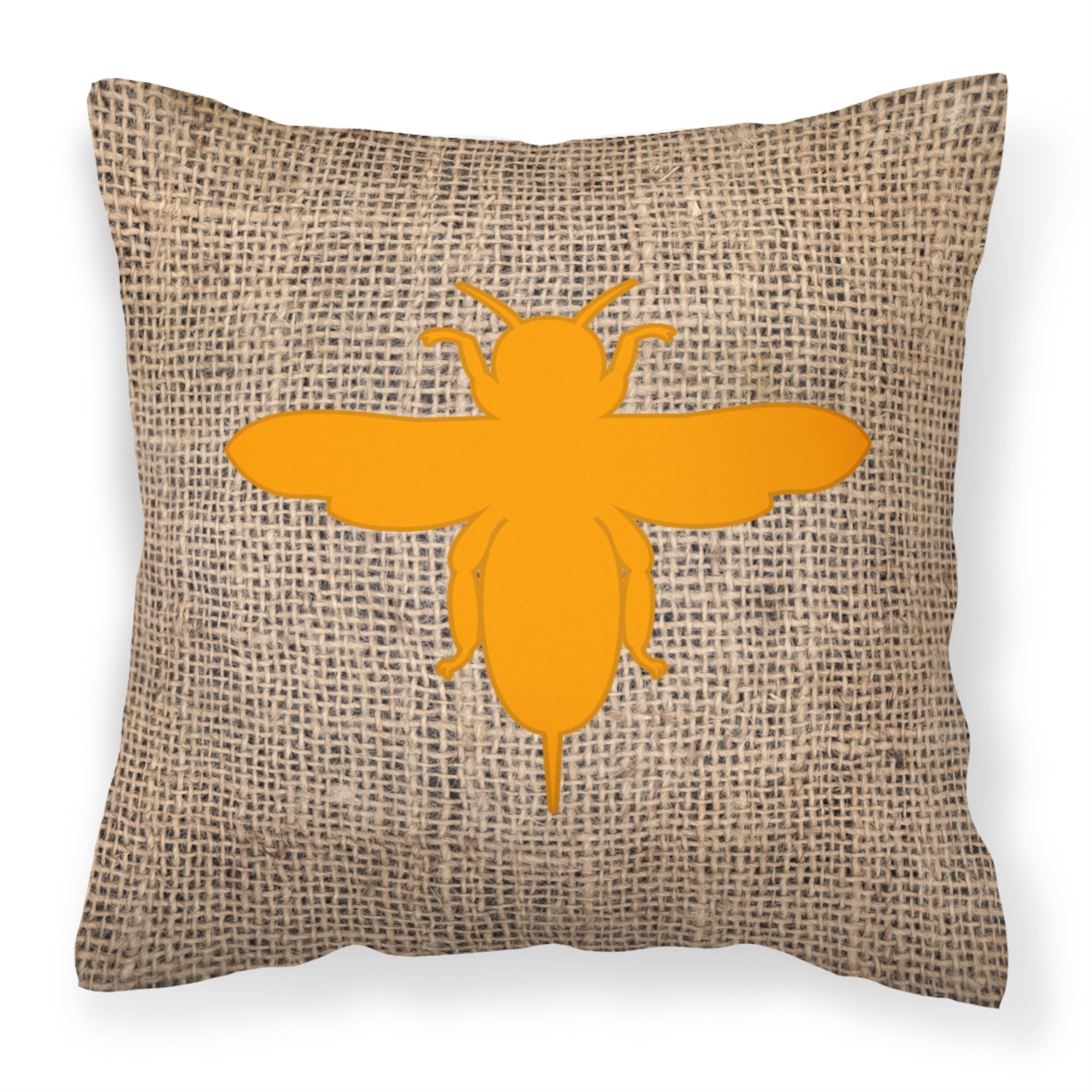 Bee Burlap And Orange Bb1057 Fabric Decorative Pillow