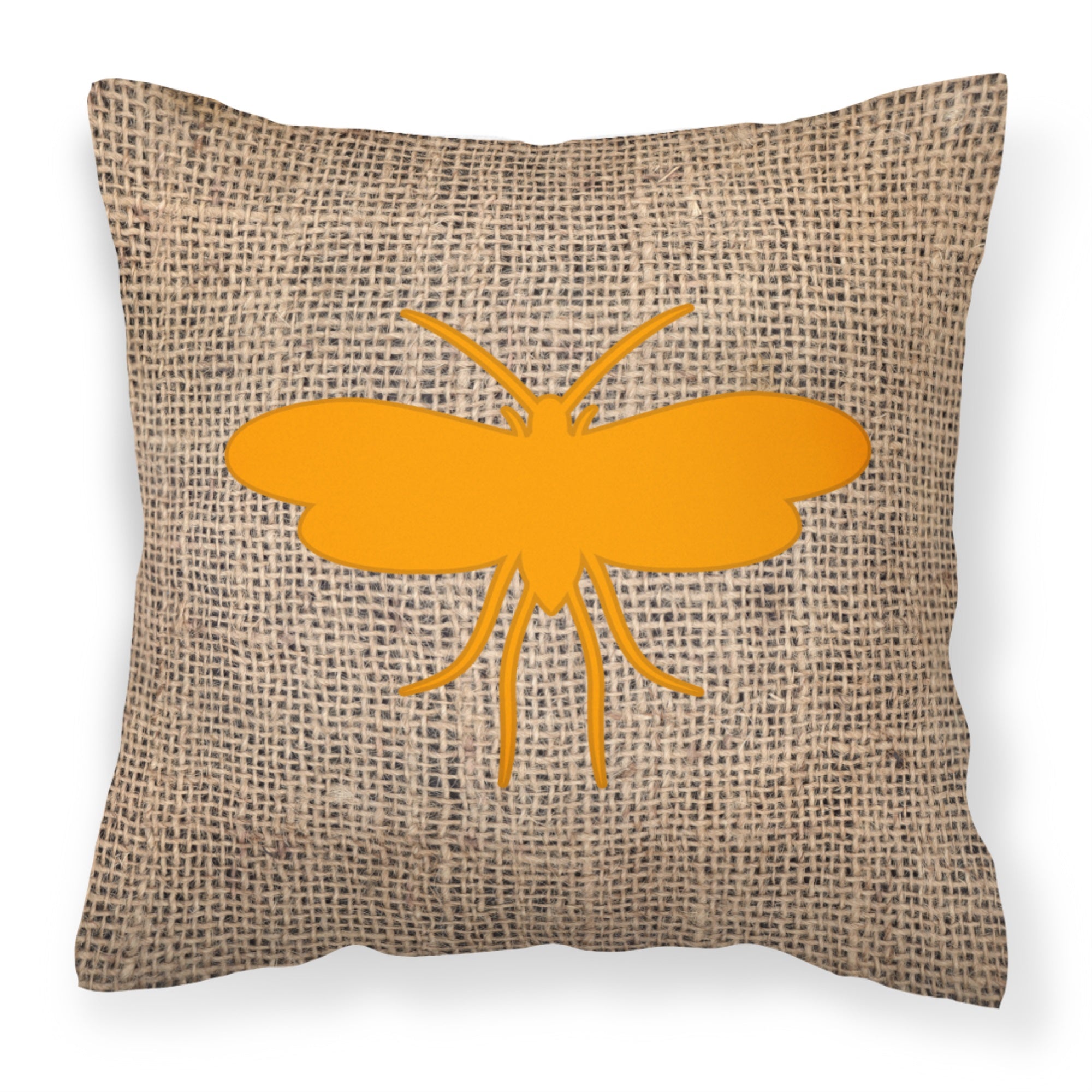 Moth Burlap And Orange Bb1058 Fabric Decorative Pillow